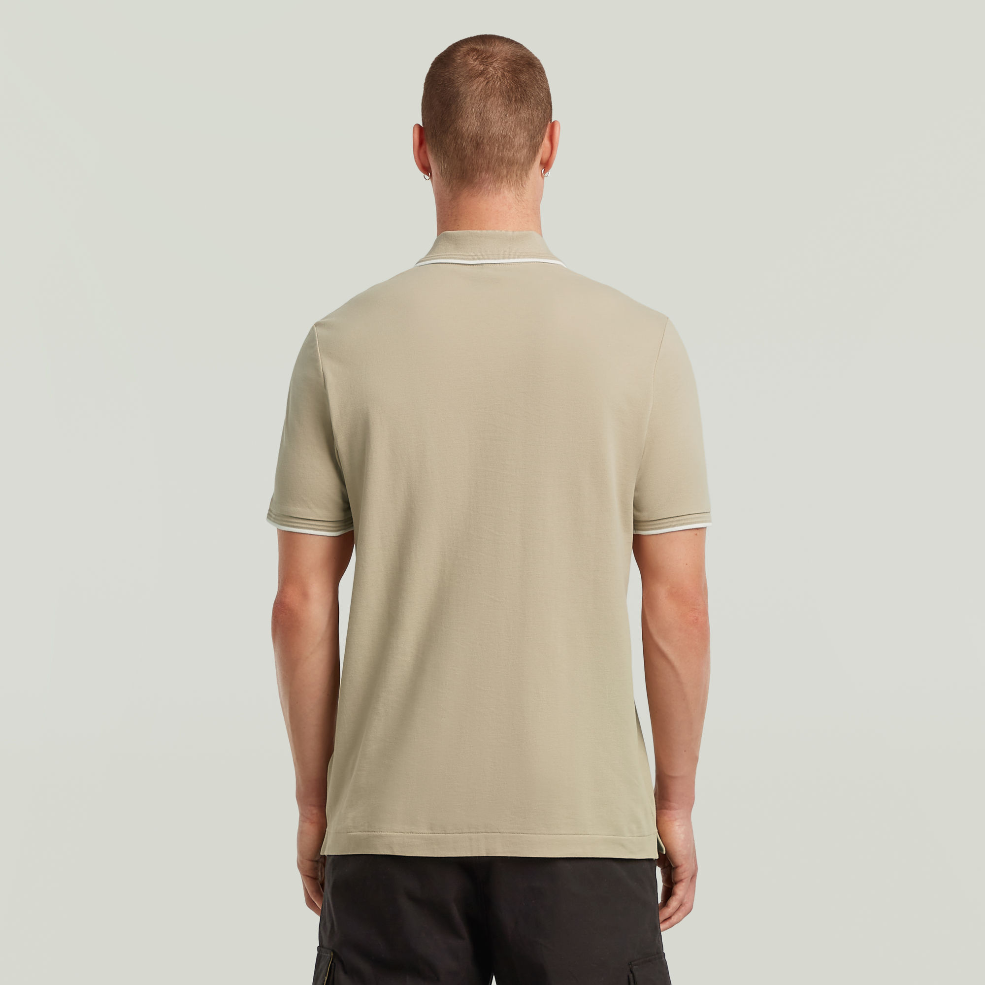 G-Star RAW Chest Logo Striped Polo Beige Heren