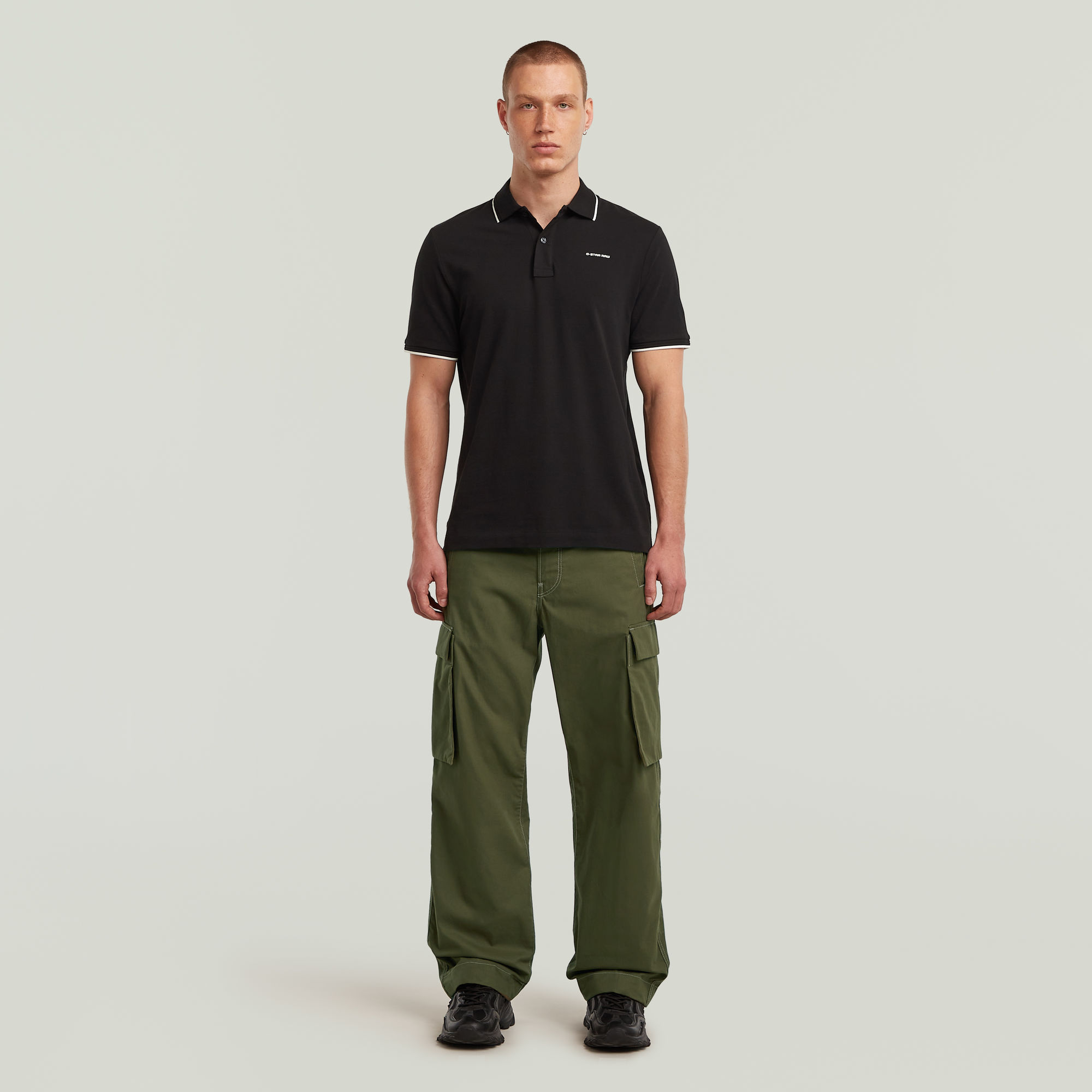 G-Star RAW Chest Logo Striped Polo Zwart Heren