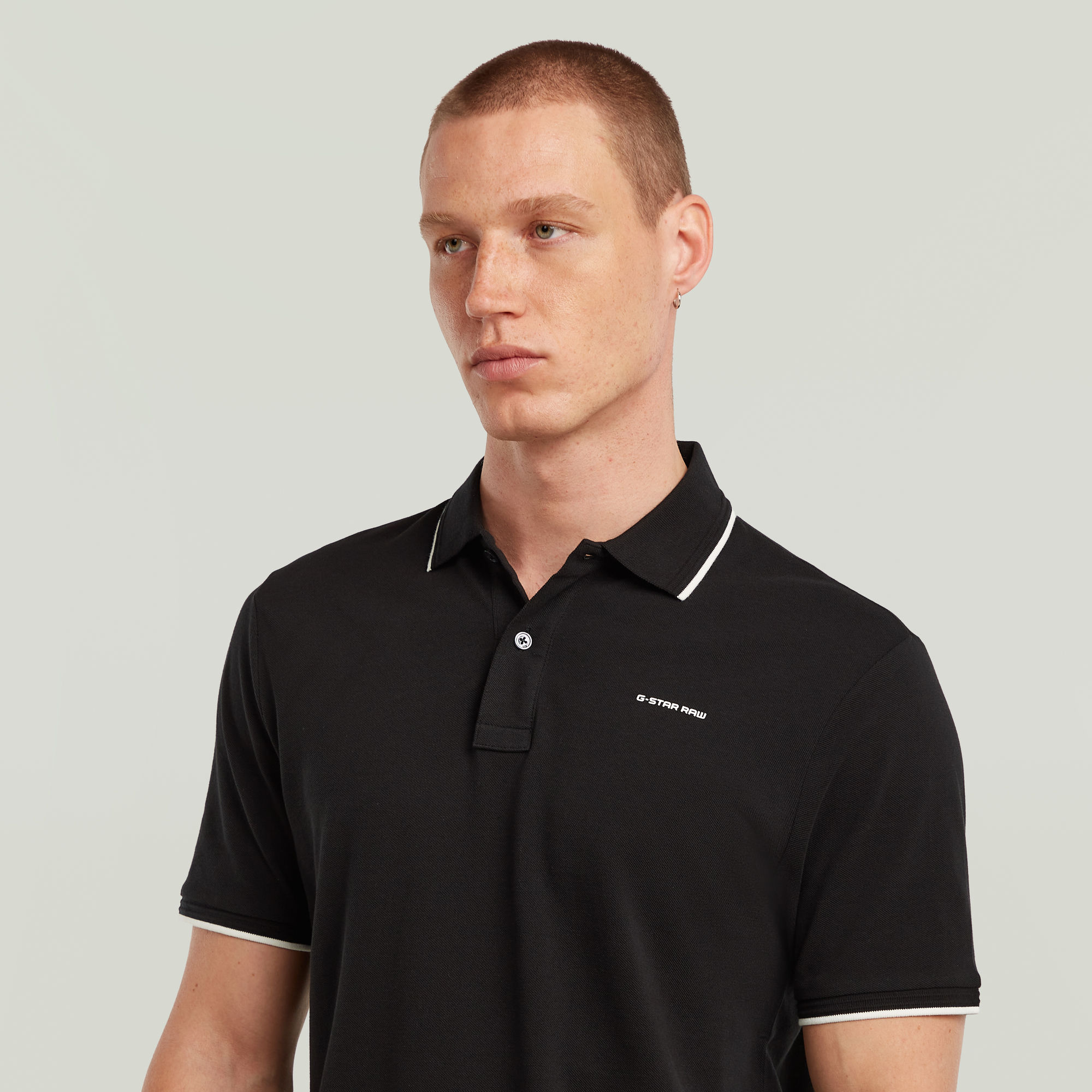 G-Star RAW Chest Logo Striped Polo Zwart Heren