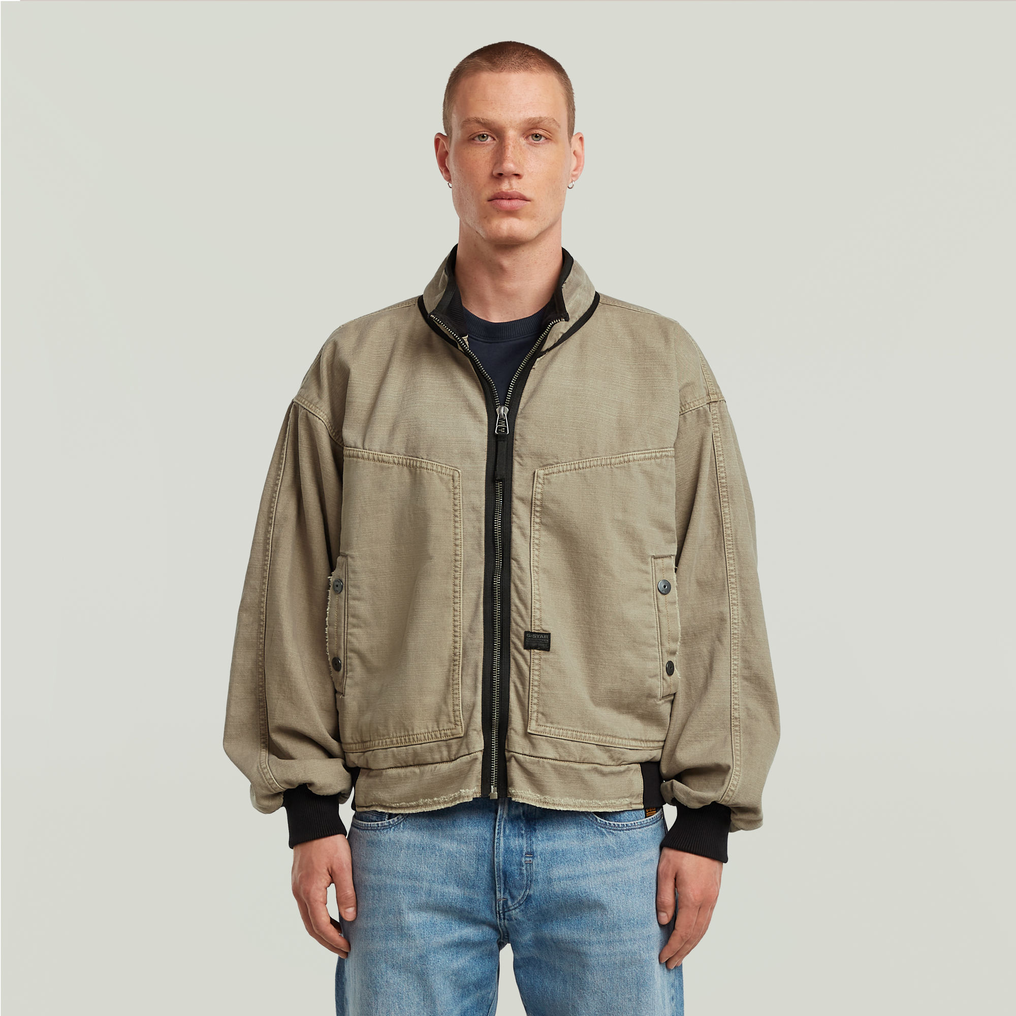 Oversized Denim Bomber - Grau - Herren