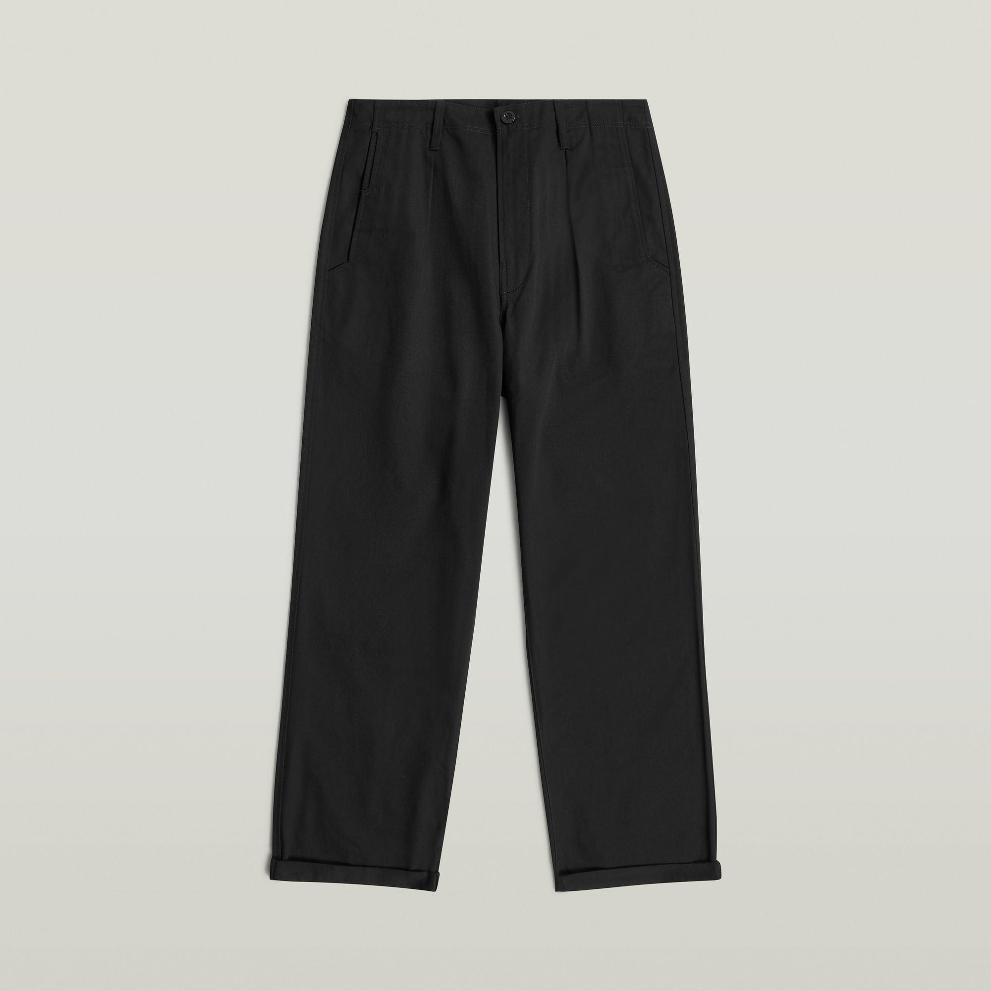 Thumbnail - Pleated Chino Relaxed Straight - Schwarz - Herren