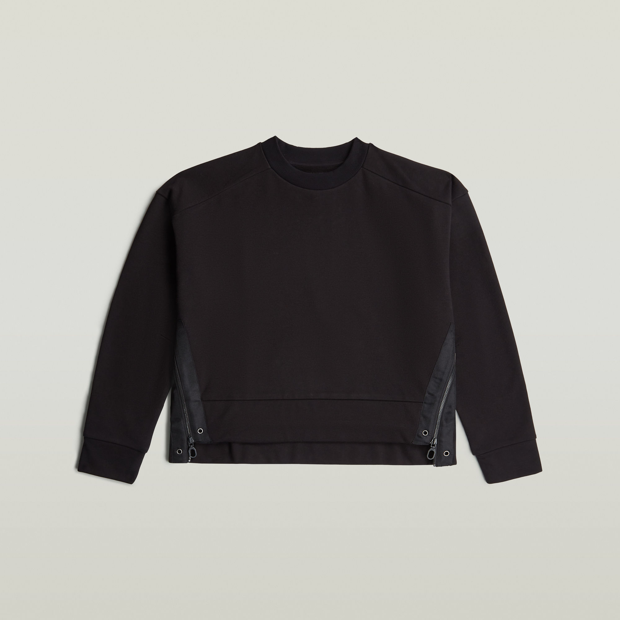 Thumbnail - Biker Zip Sweater - Schwarz - Damen