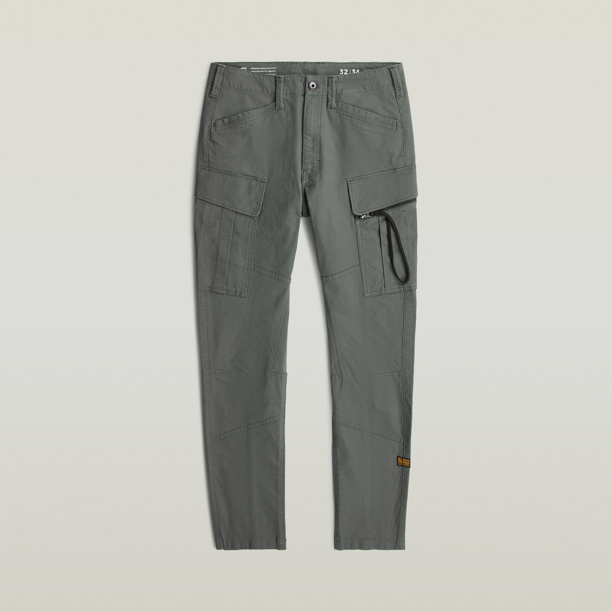 Thumbnail - Zip Pocket 3D Skinny Cargo Hose - Grau - Herren