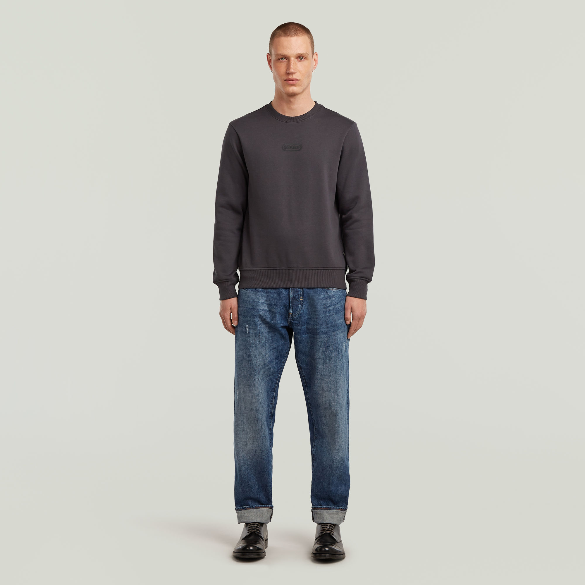 G-Star RAW Center Chest Logo Sweater Grijs Heren