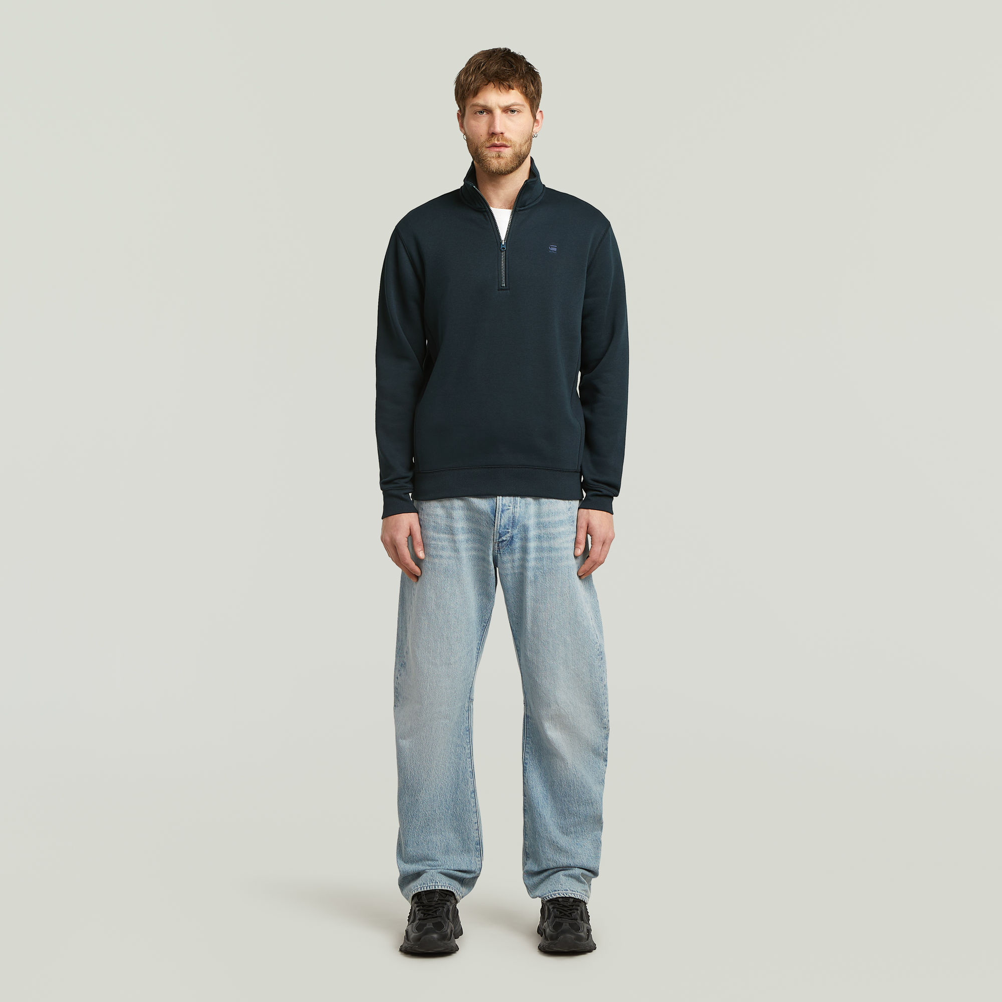 Thumbnail - Premium Core Half Zip Sweater - Dunkelblau - Herren