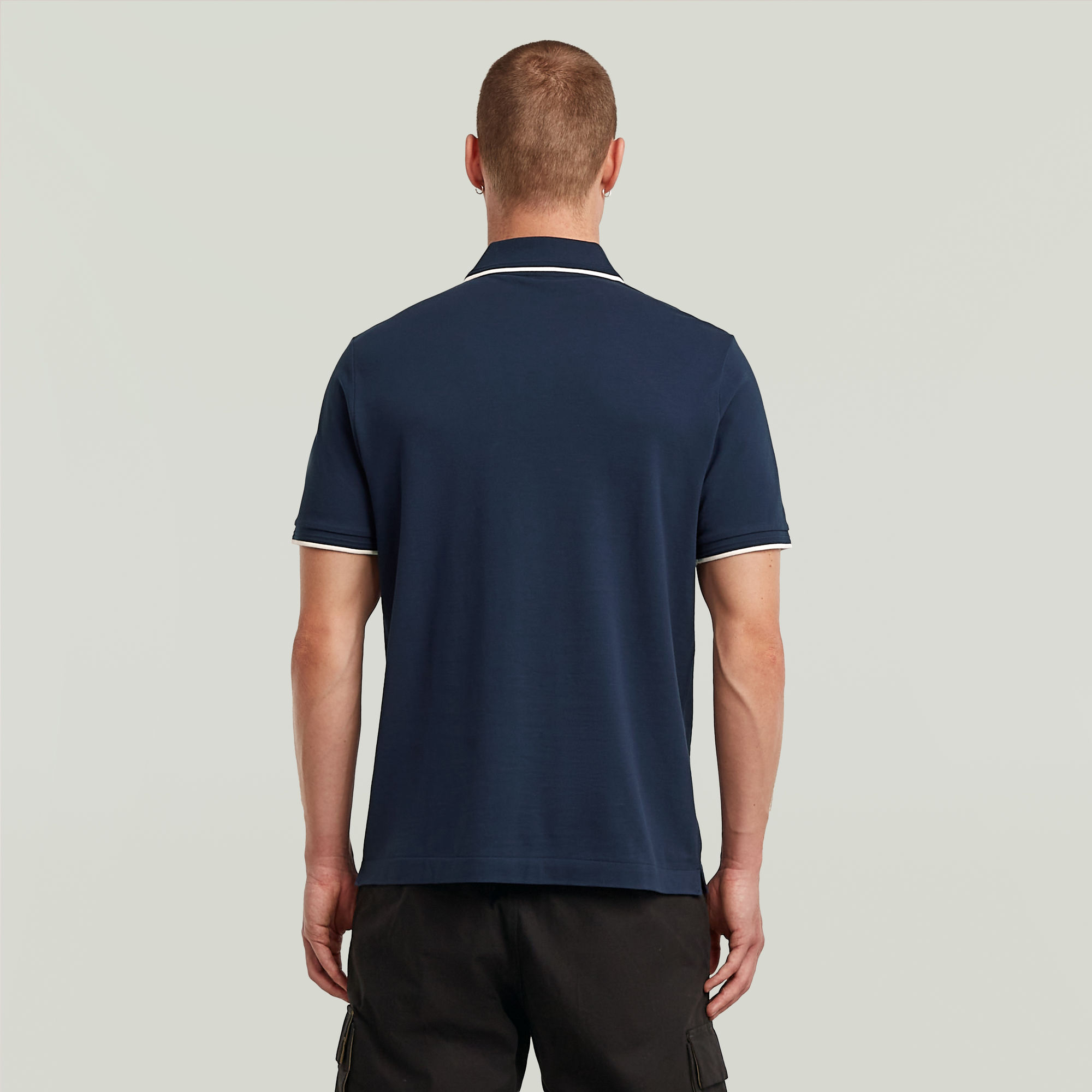 G-Star RAW Chest Logo Striped Polo Donkerblauw Heren
