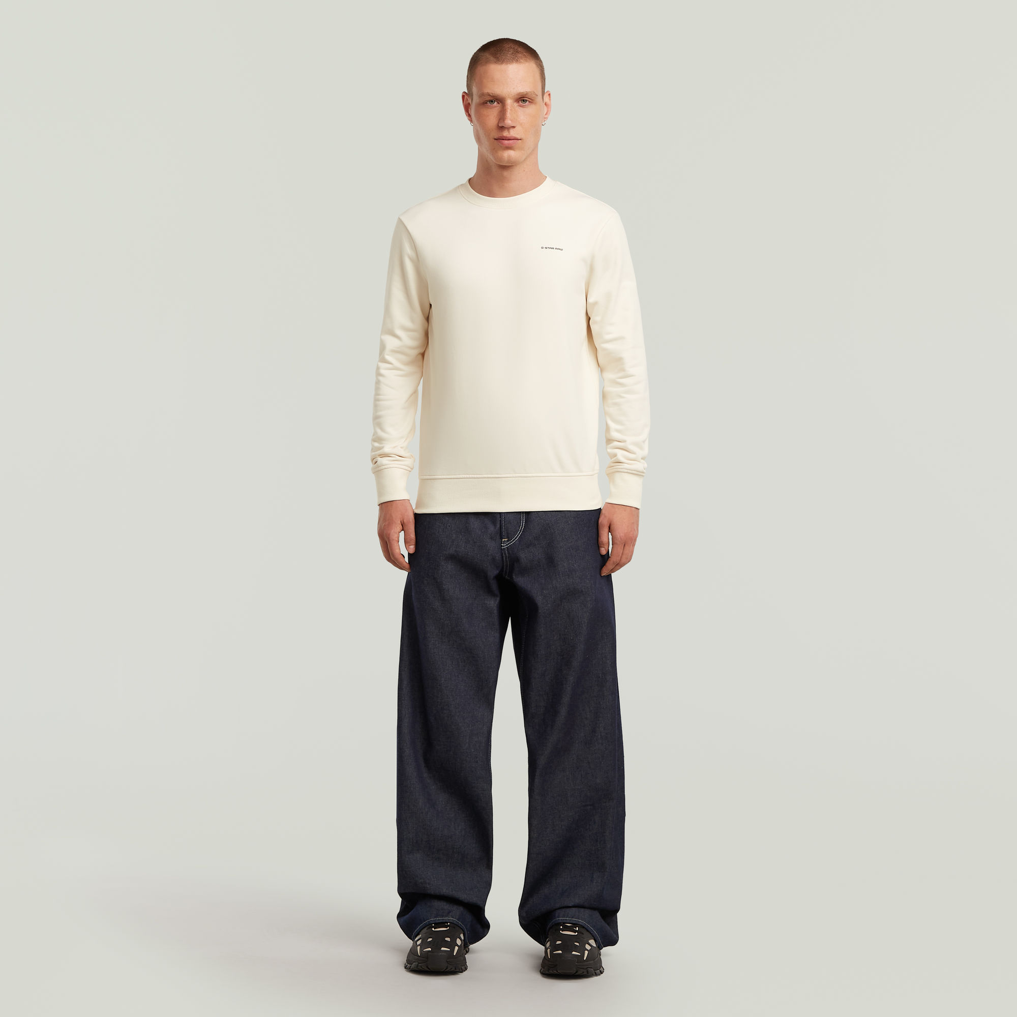 G-Star RAW Logo Sweater Beige Heren