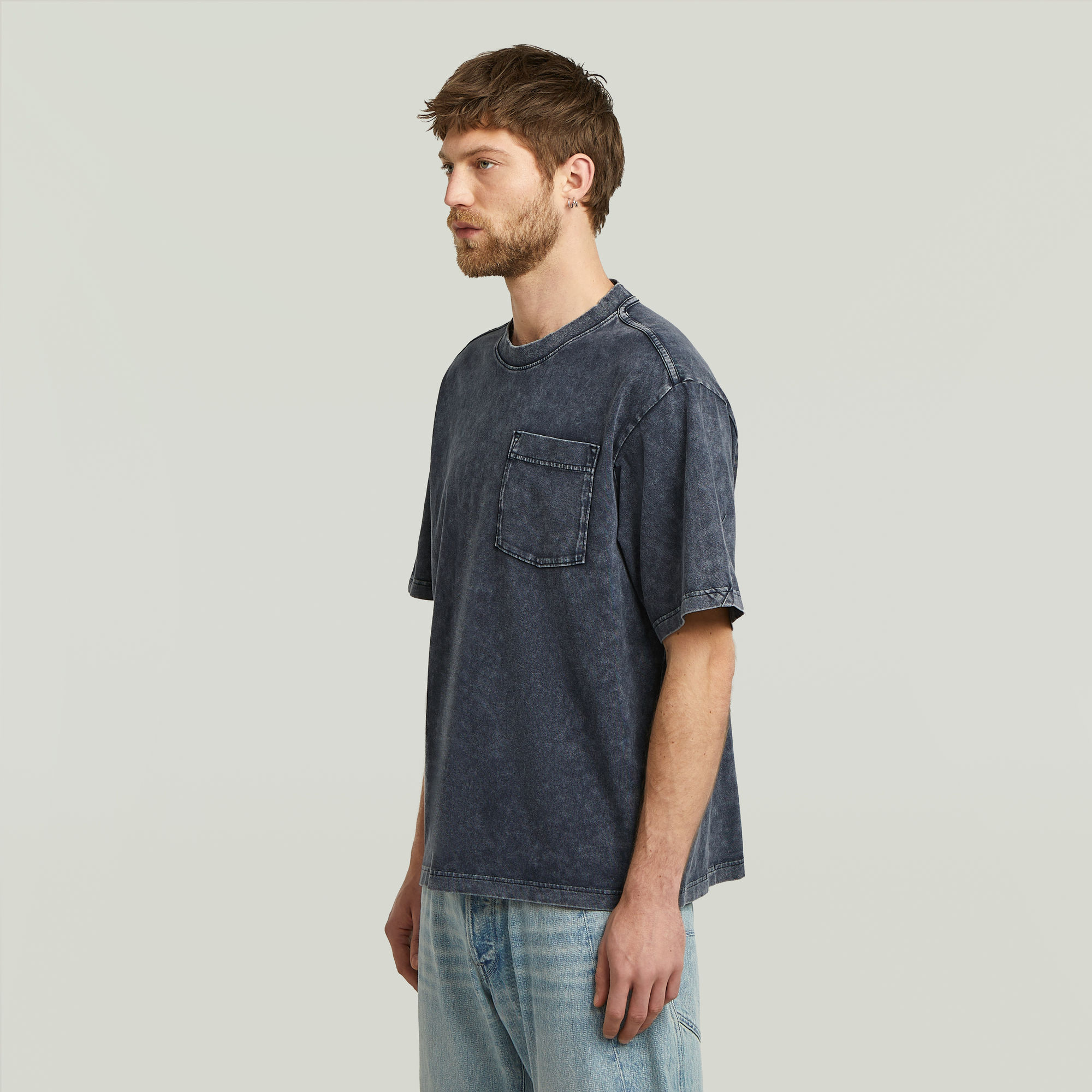 G-Star RAW Washed Pocket T-shirt Donkerblauw Heren