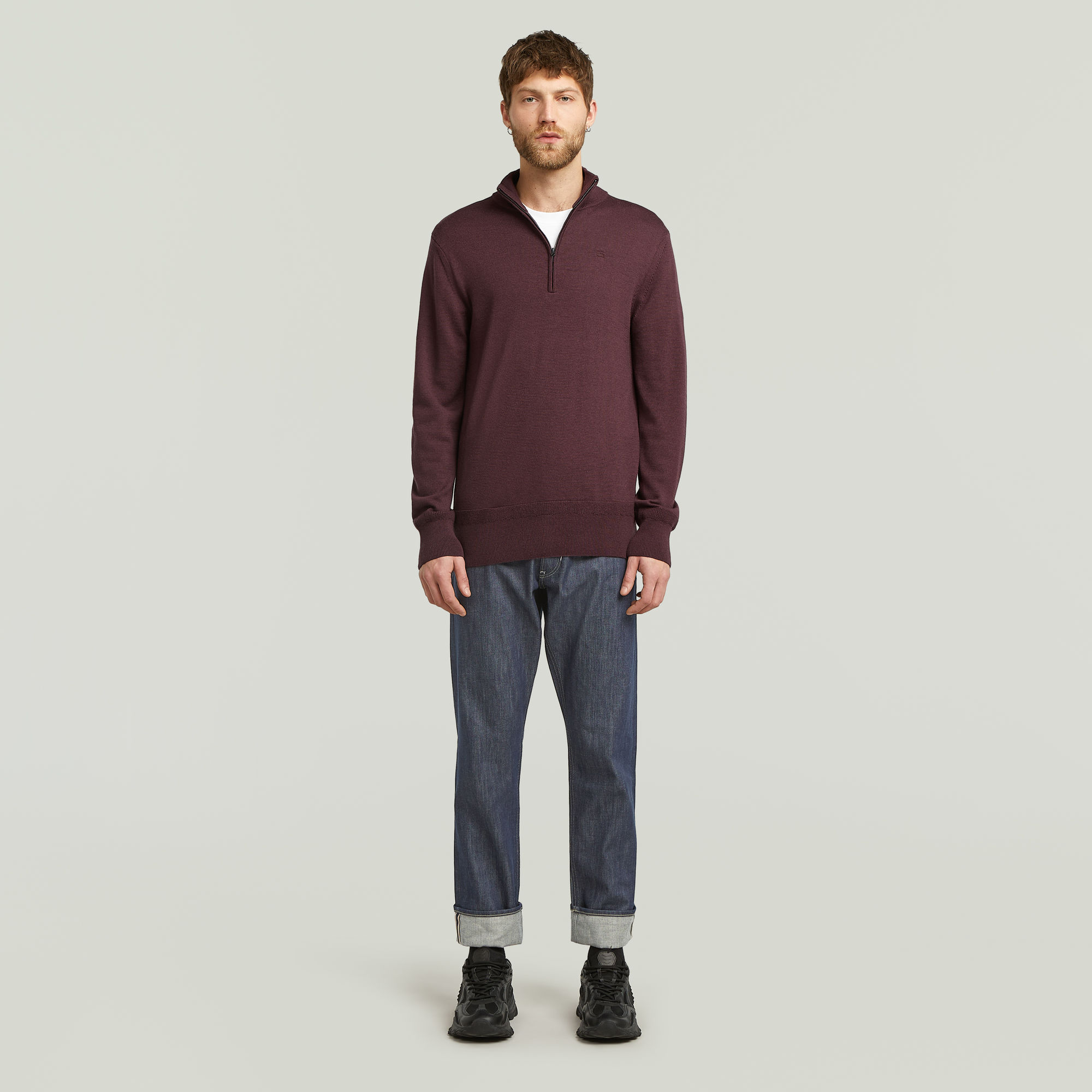 Thumbnail - Premium Core Half Zip Knit - Rot - Herren
