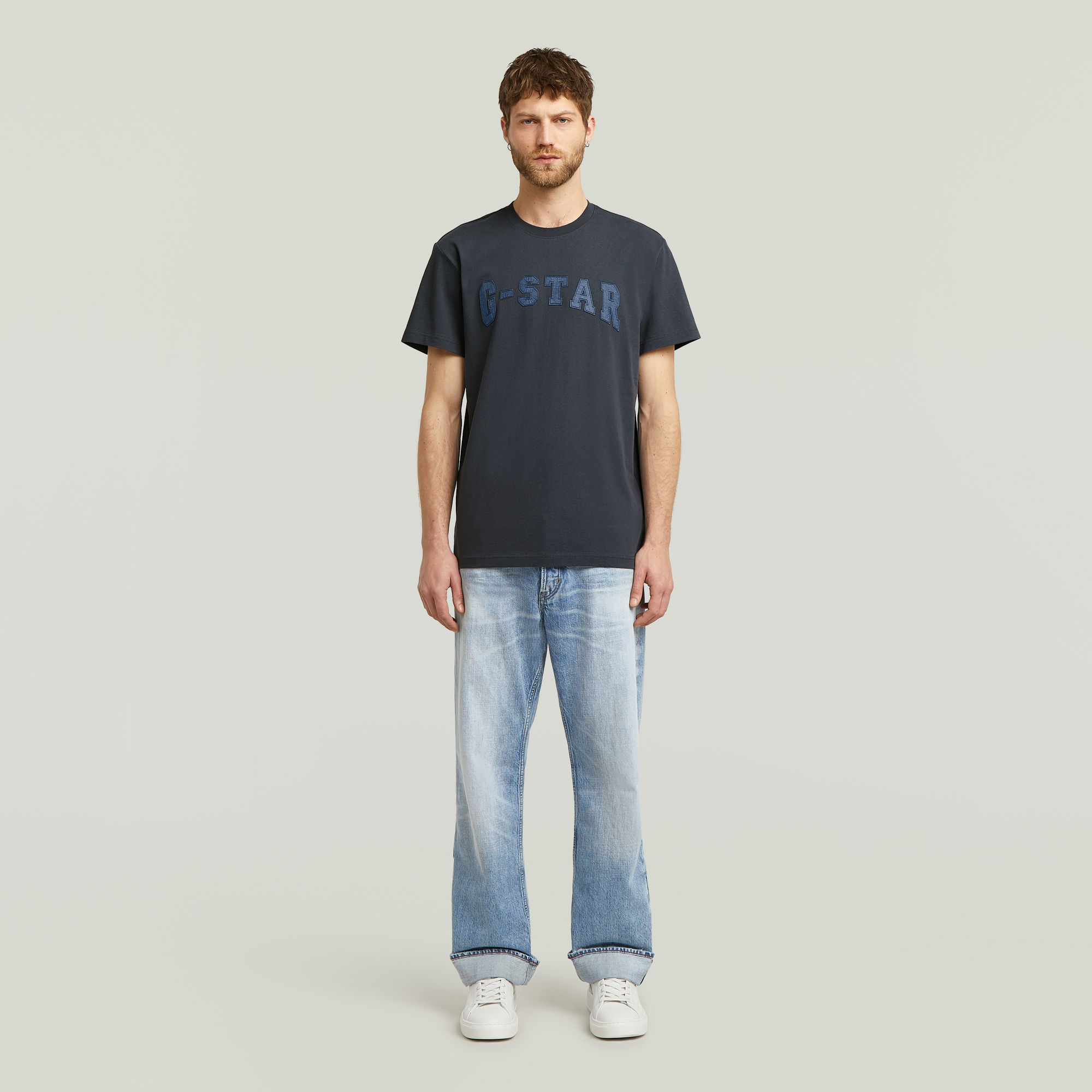 G-Star RAW Felt Logo T-shirt Donkerblauw Heren