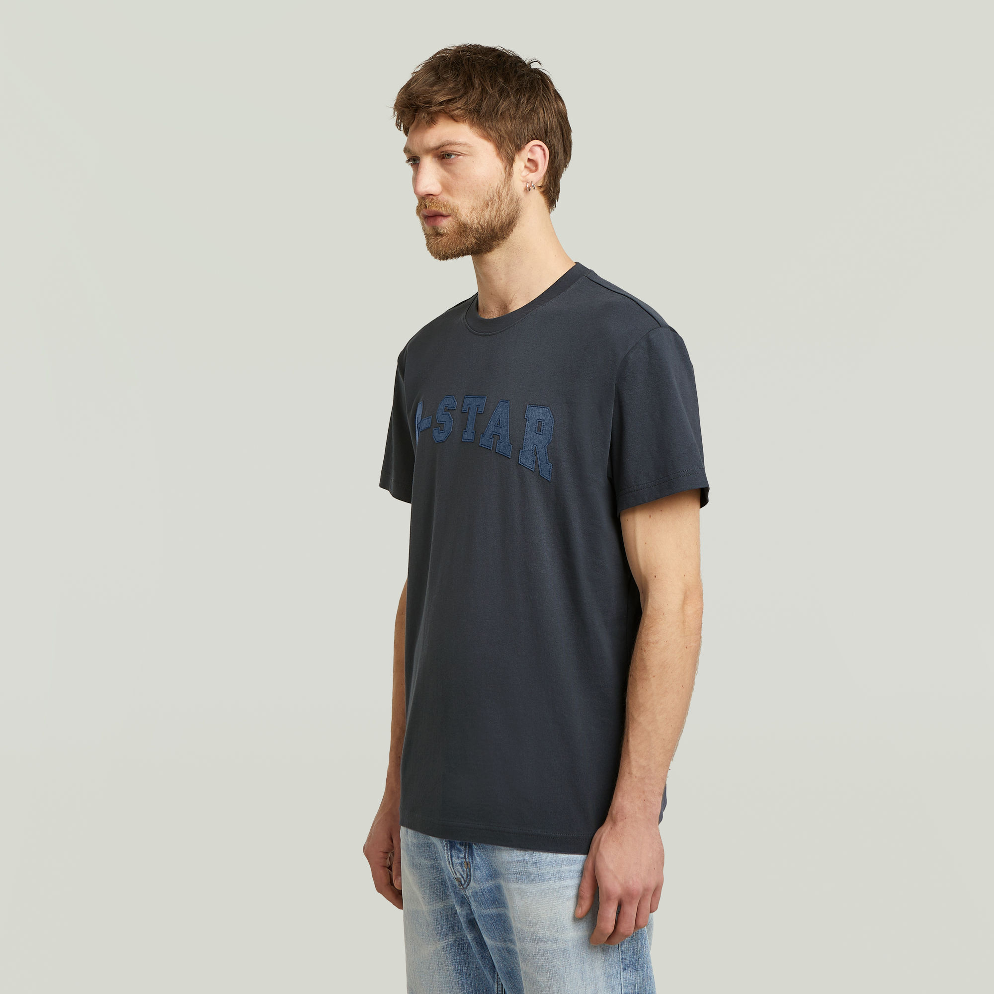 G-Star RAW Felt Logo T-shirt Donkerblauw Heren