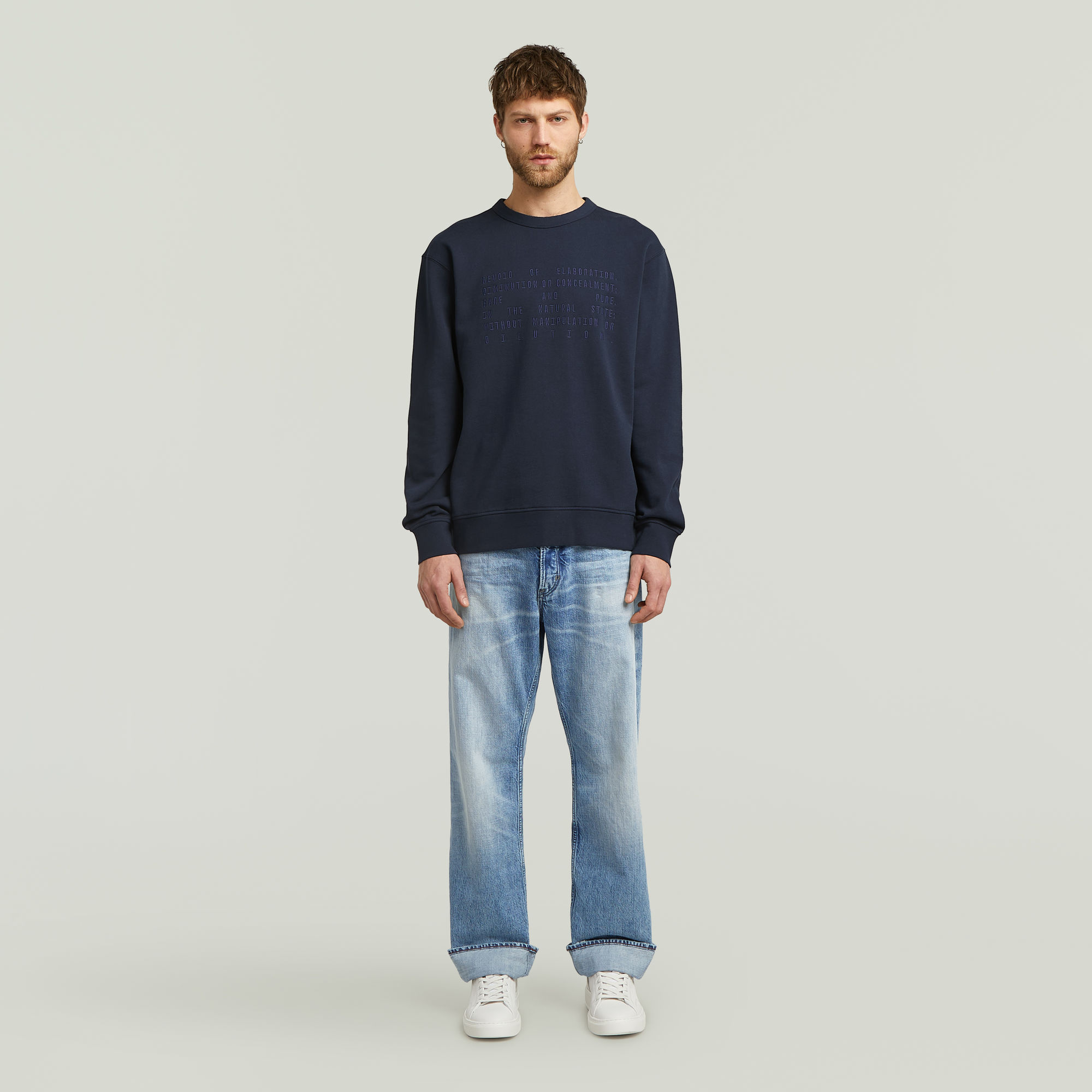 Thumbnail - Text Graphic Sweatshirt - Dunkelblau - Herren