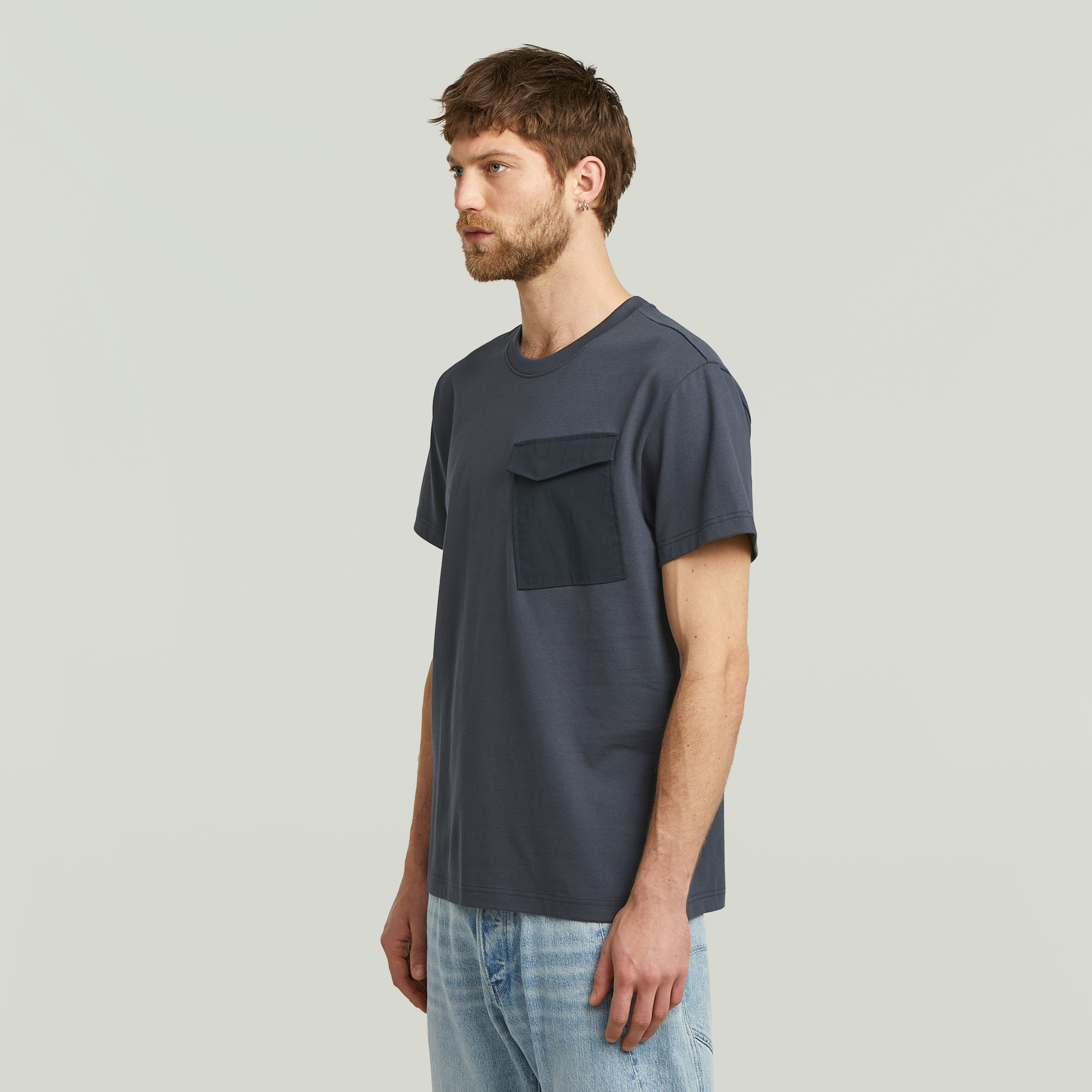G-Star RAW Fabric Mix Pocket T-shirt Donkerblauw Heren