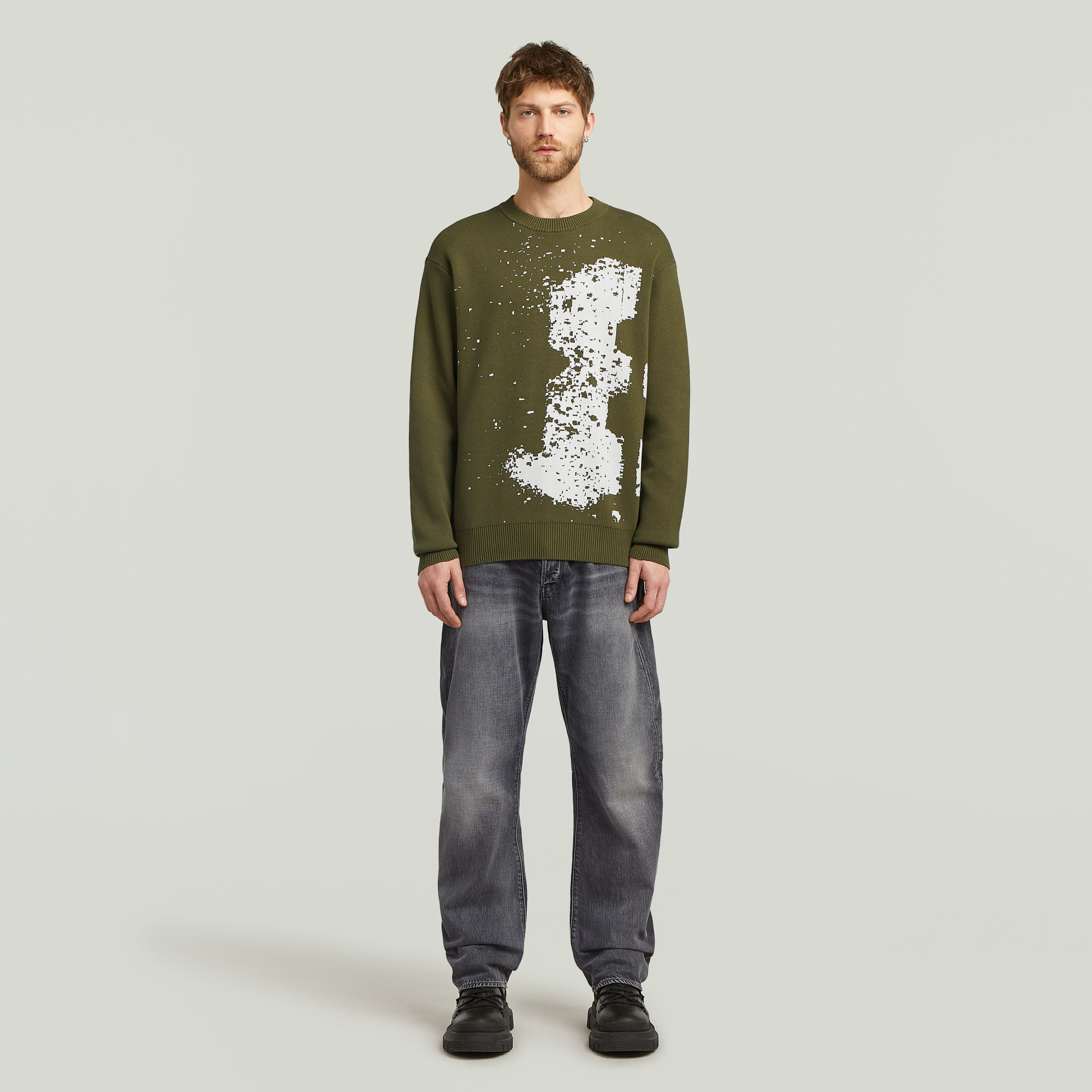 G-Star RAW Sprayed 89 Relaxed Gebreide Trui Groen Heren