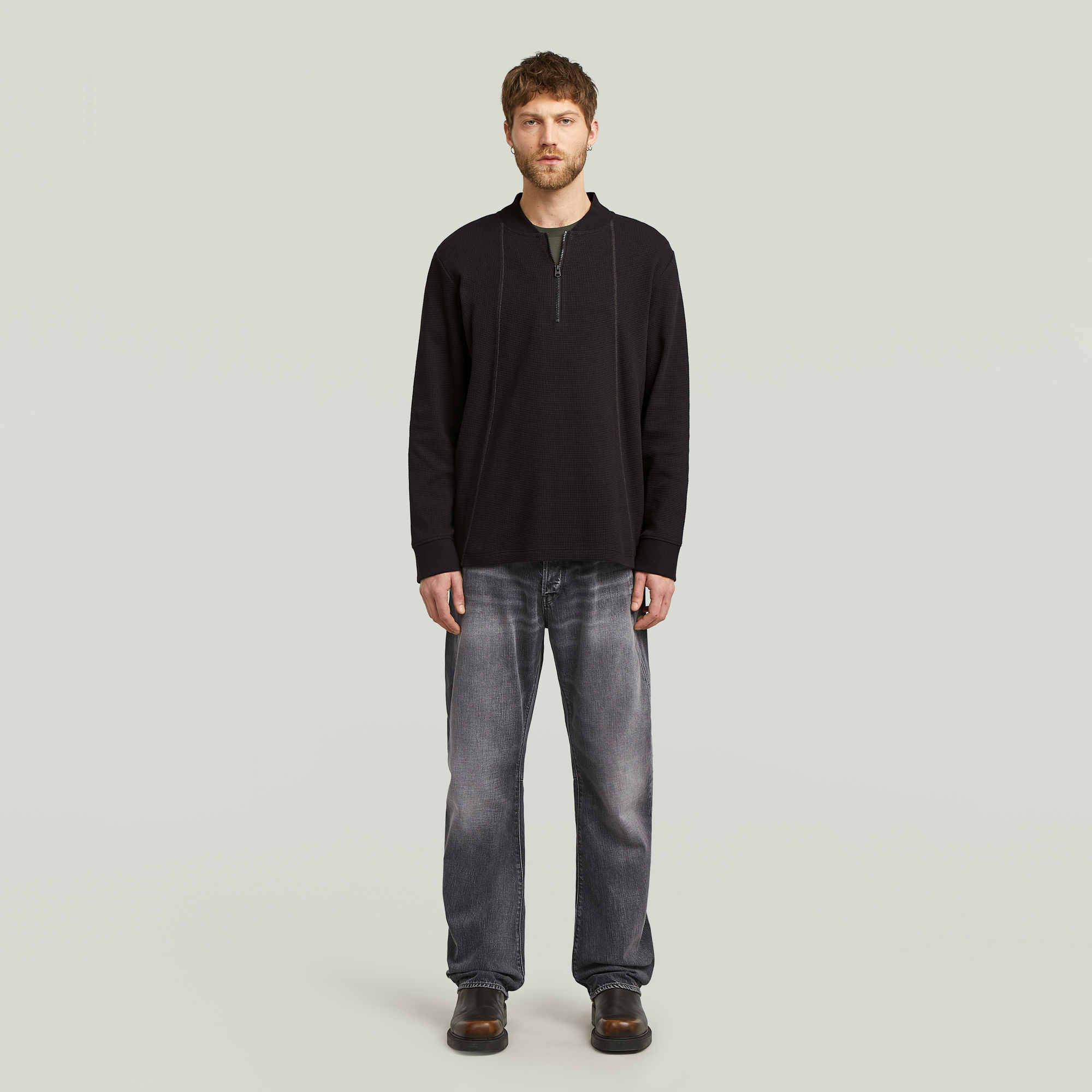 G-Star RAW Tweeter A-Line Half Zip T-shirt Zwart Heren