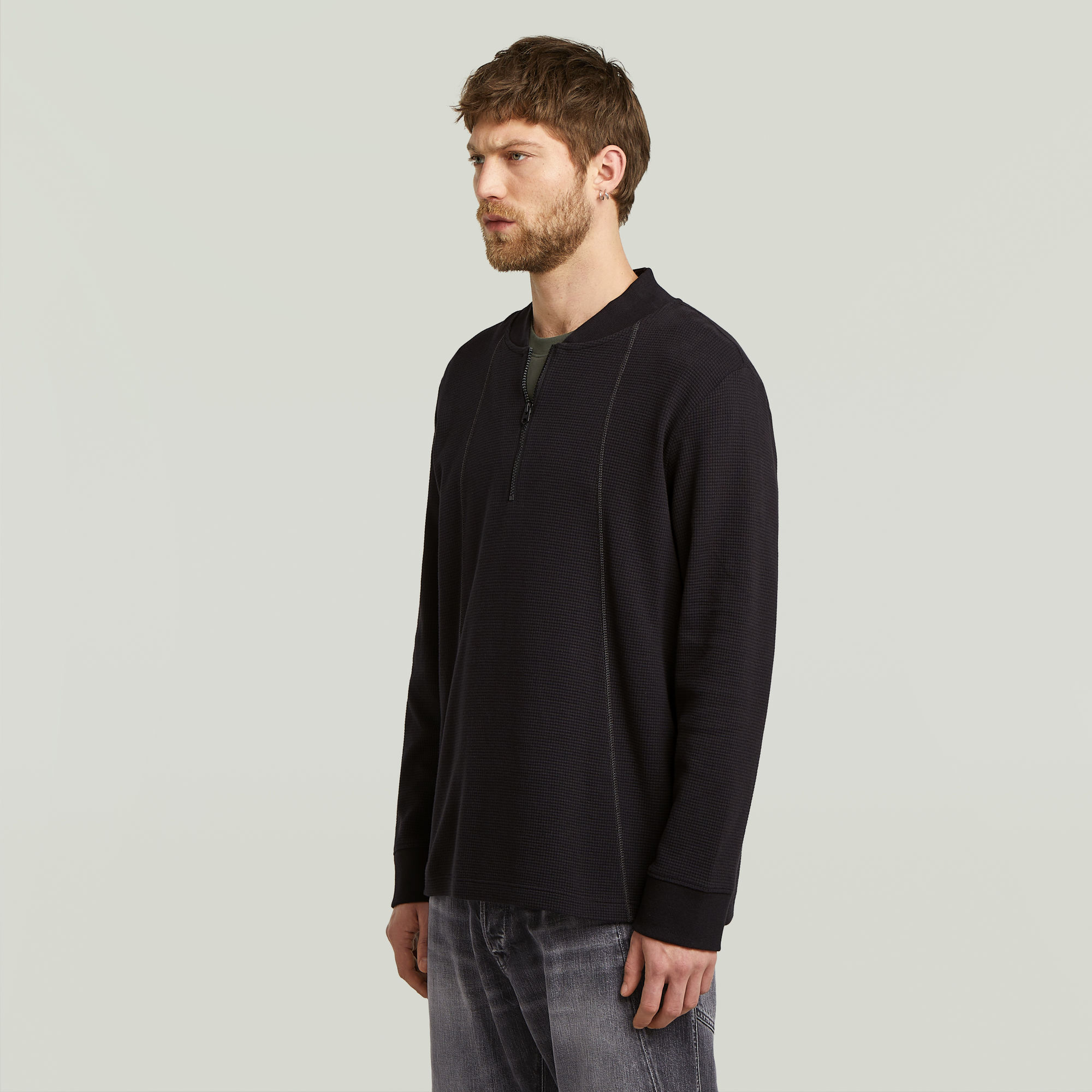 G-Star RAW Tweeter A-Line Half Zip T-shirt Zwart Heren