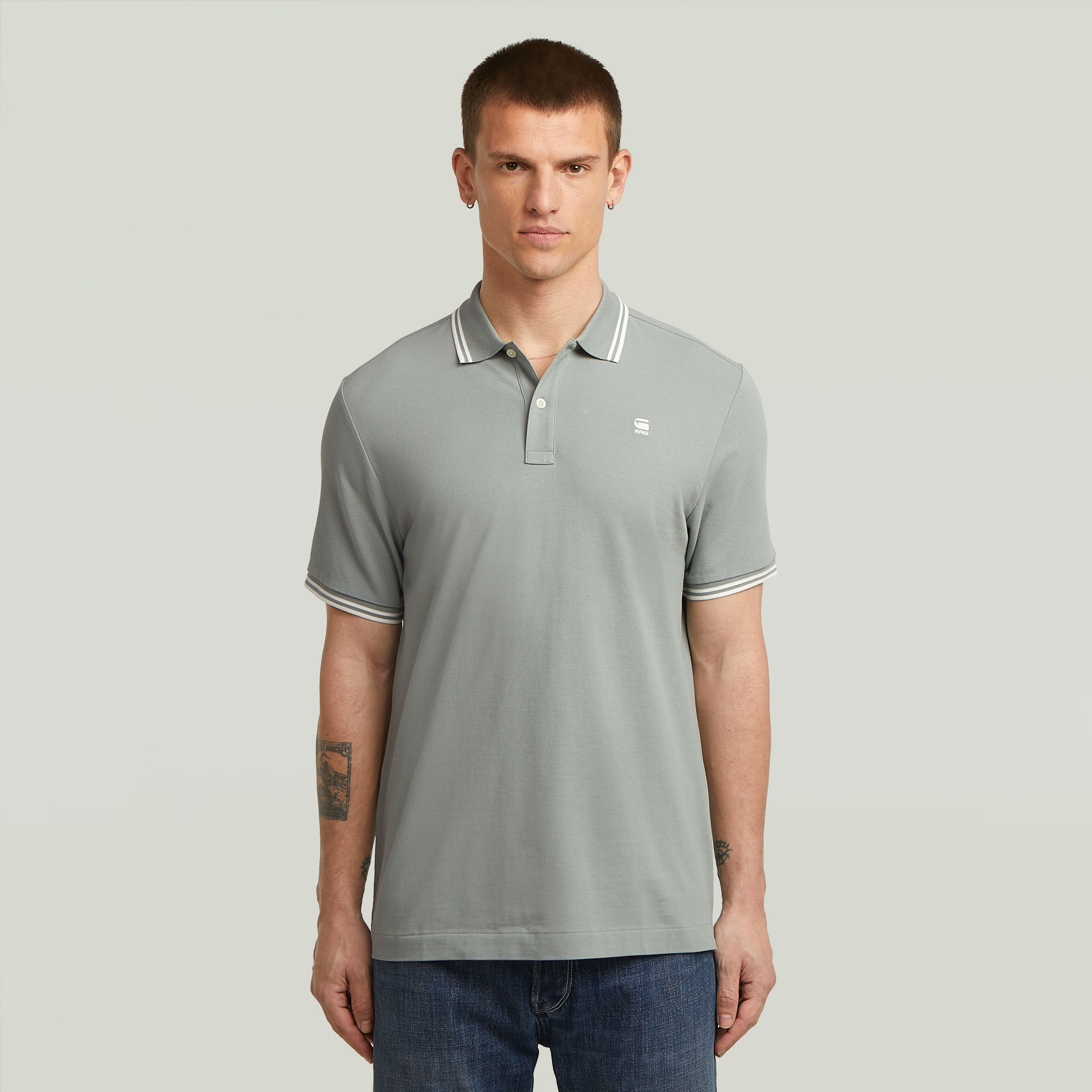 

Dunda Slim Stripe Polo - Light blue - Men