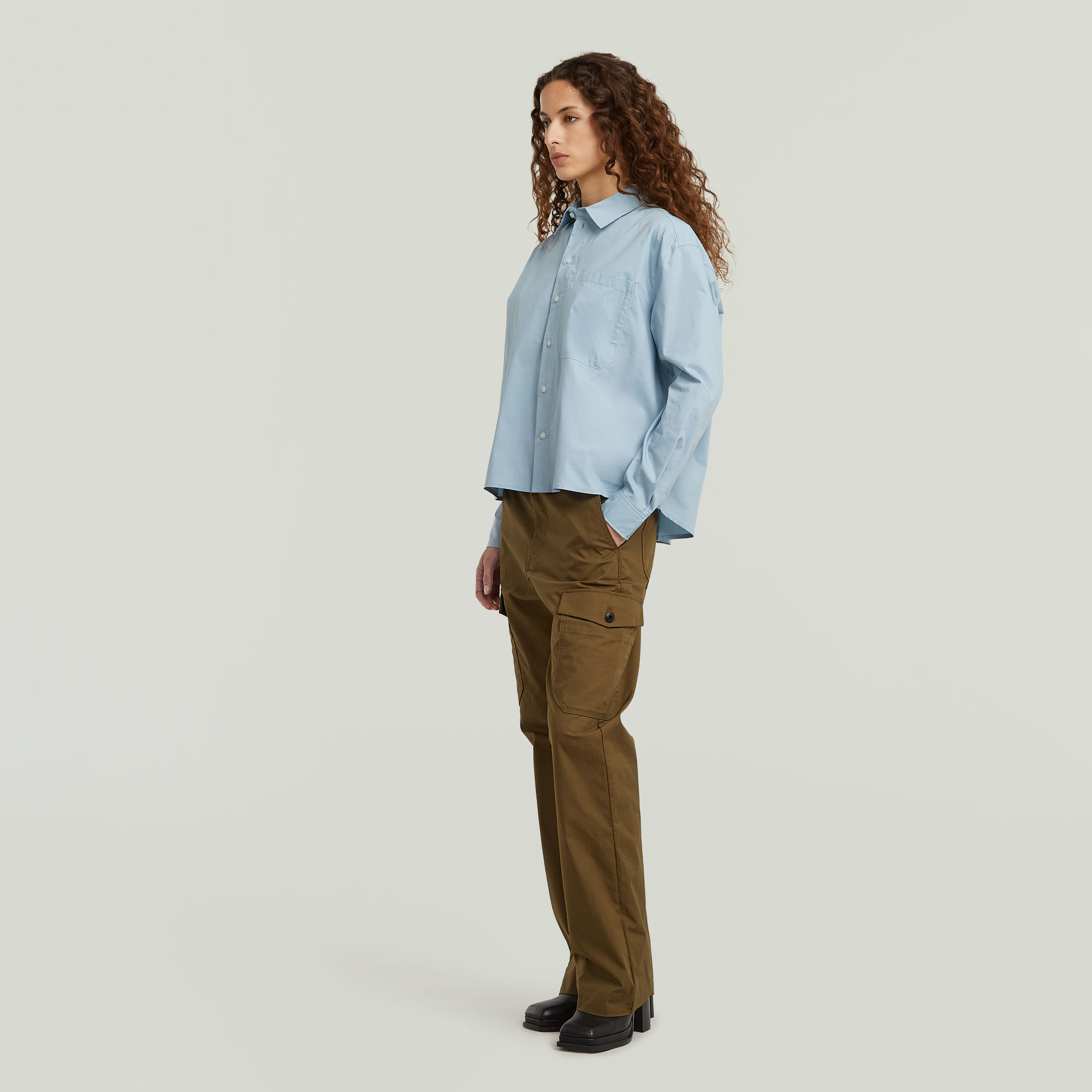 G-Star RAW One Pocket Regular Shirt Lichtblauw Dames