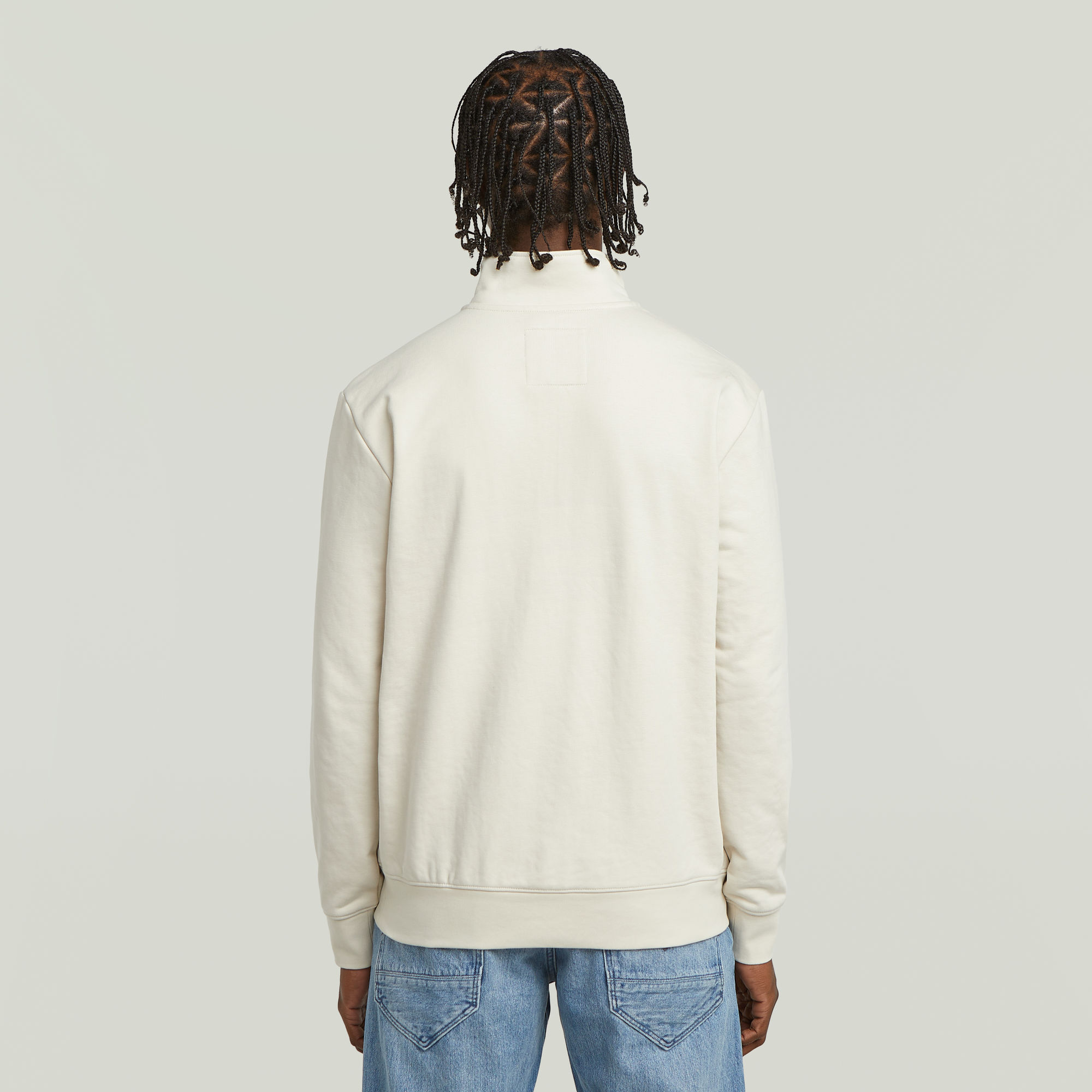 G-Star RAW Half Zip Sweater Label Badge Wit Heren