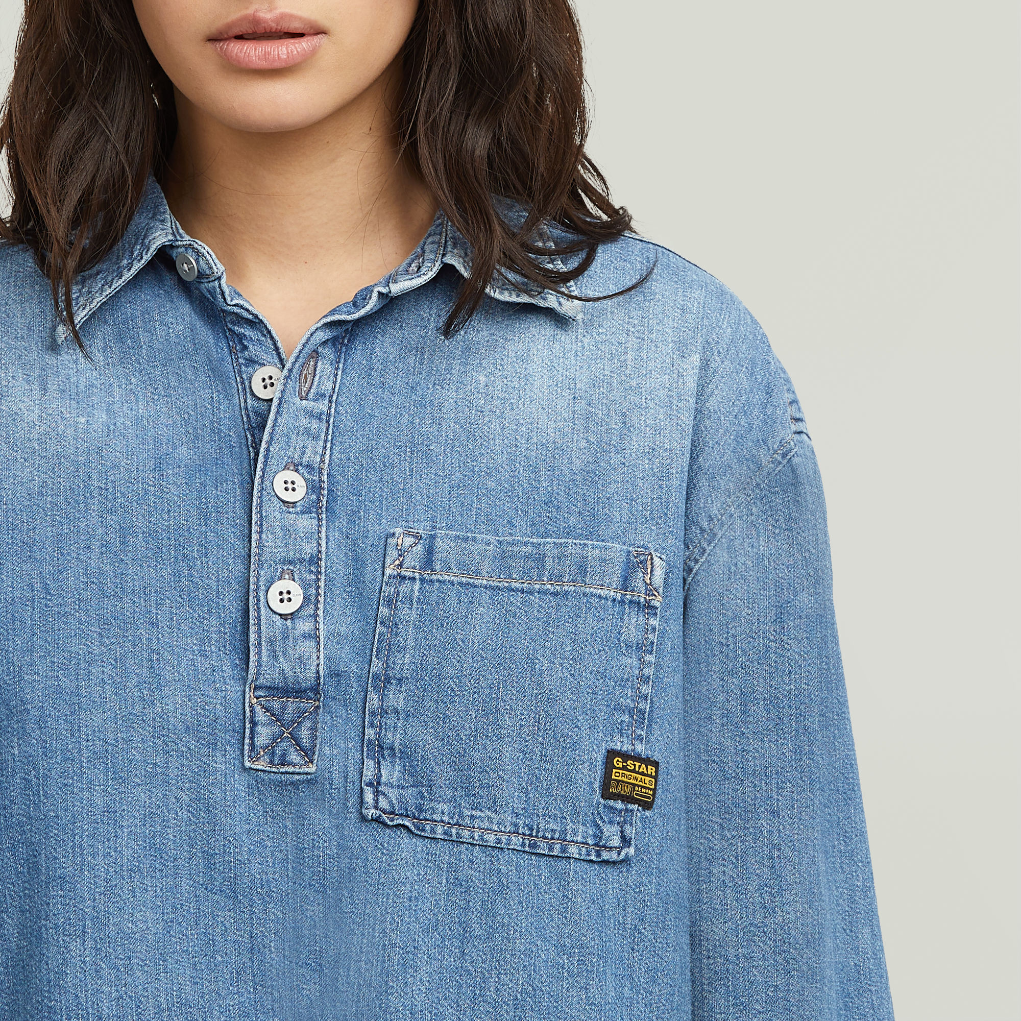 G-Star RAW Boxy Day Shirt Midden blauw Dames