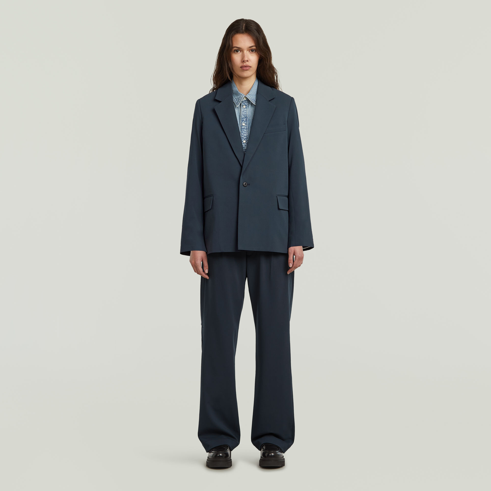 Thumbnail - Bowey Pleated Chino - Dunkelblau - Damen