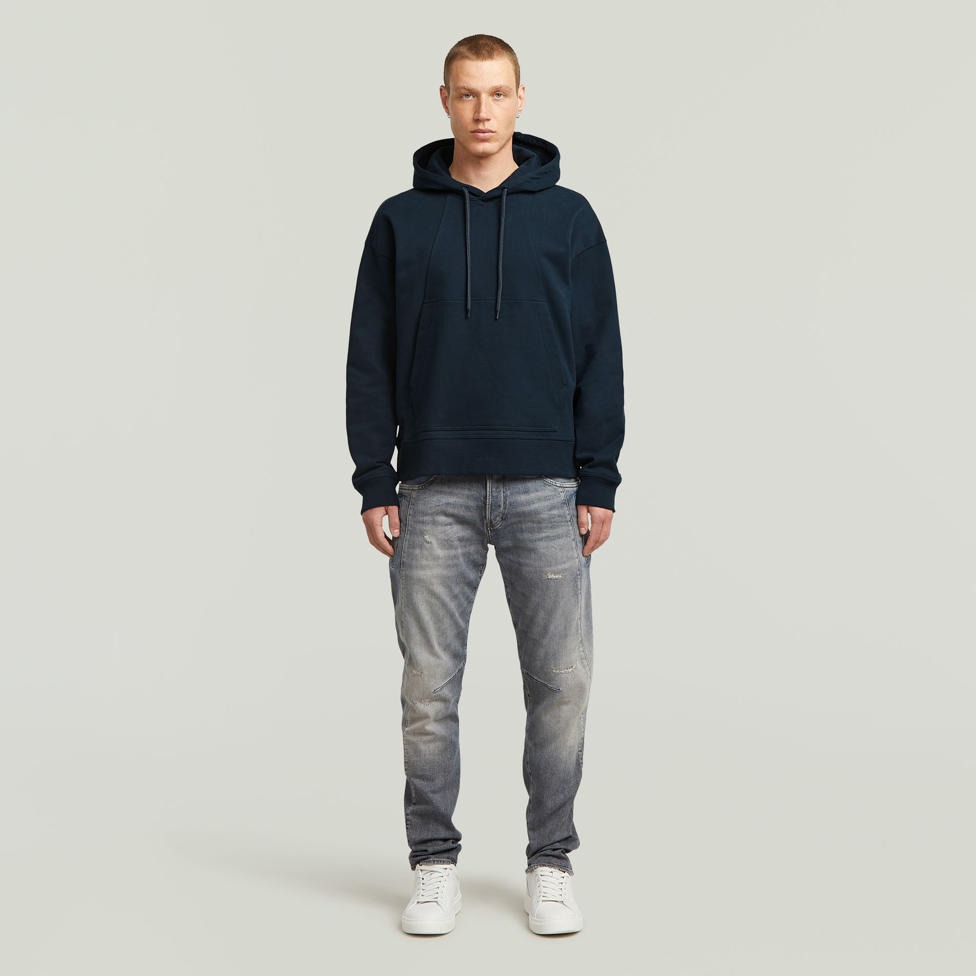 Thumbnail - A Line Loose Hoodie Sweatshirt - Dunkelblau - Herren