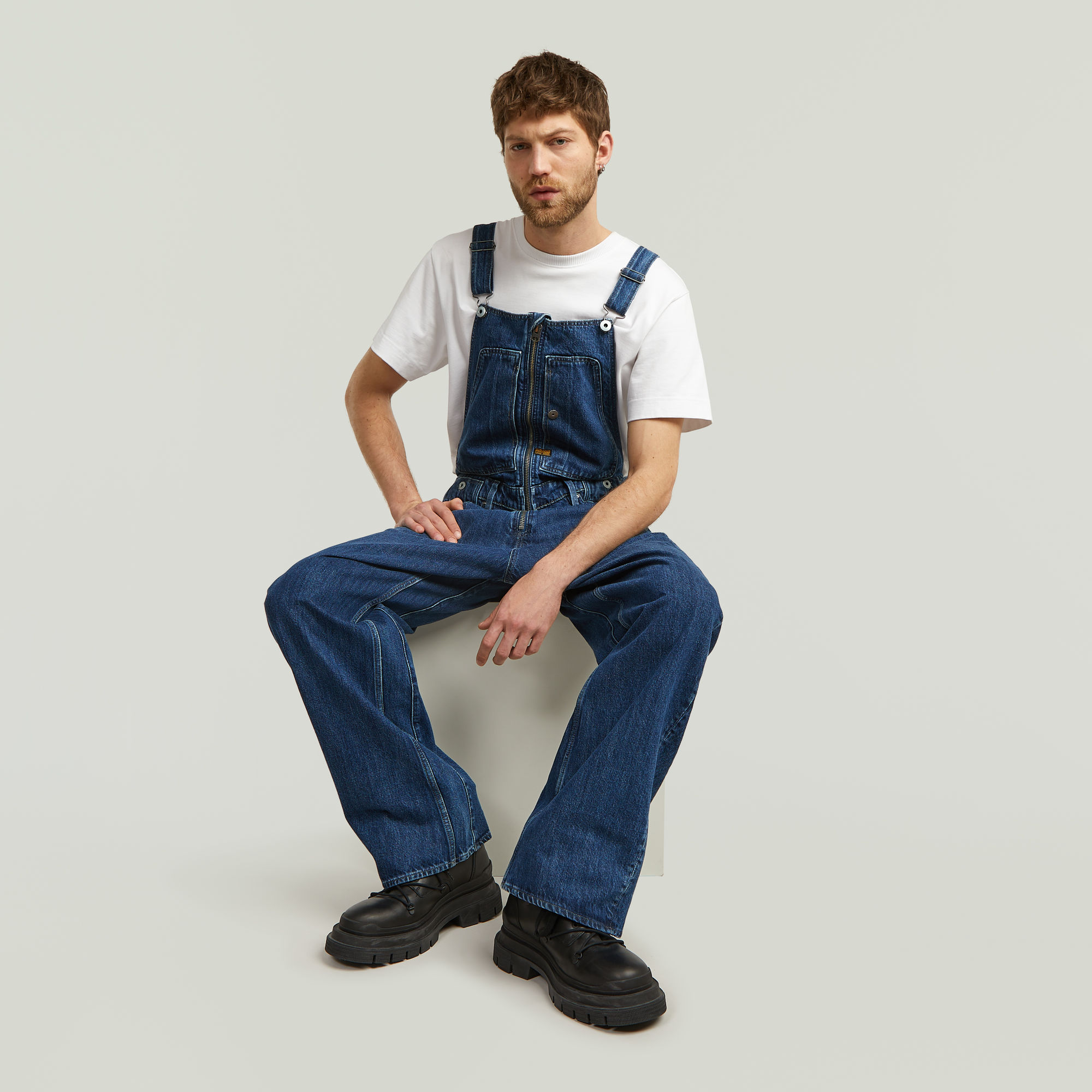 G-Star RAW Denim Tuinbroek 3D Loose Donkerblauw Heren