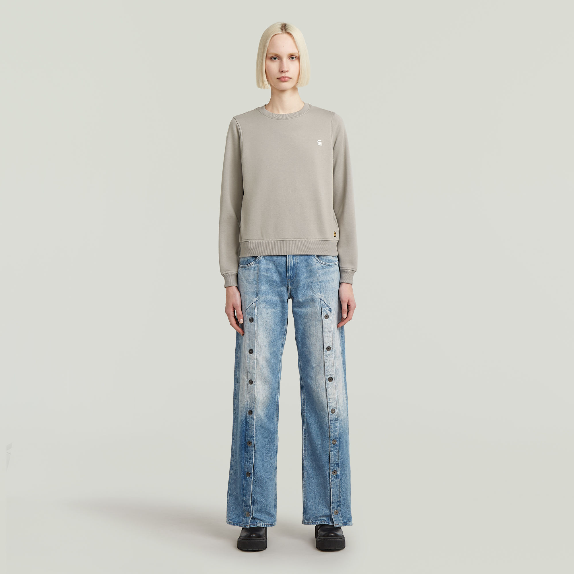 G-Star RAW Logo Crew Sweater Grijs Dames