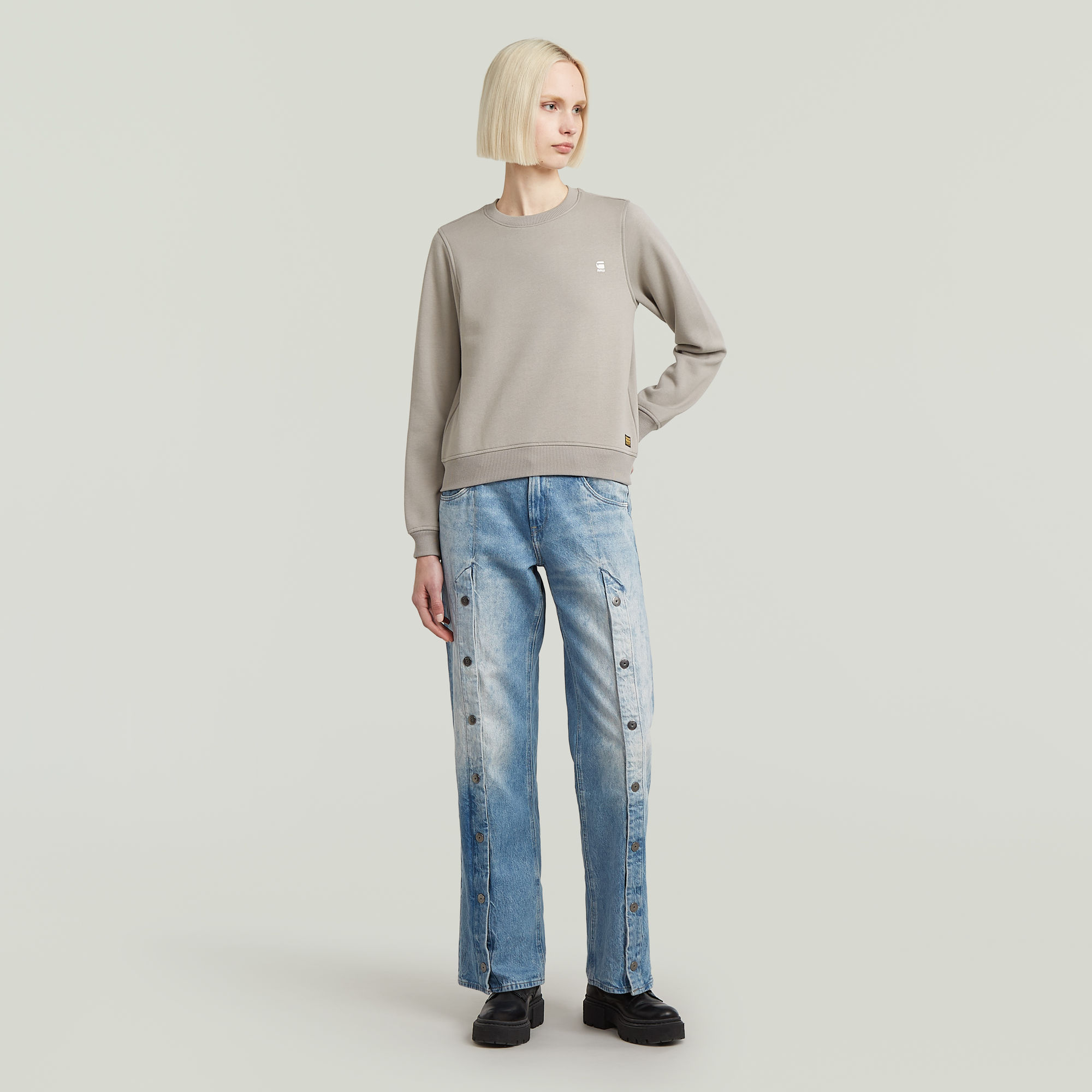 G-Star RAW Logo Crew Sweater Grijs Dames