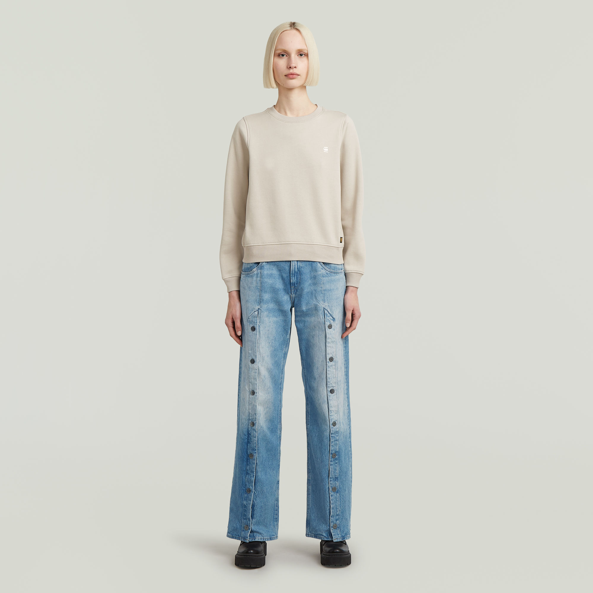 G-Star RAW Logo Crew Sweater Beige Dames