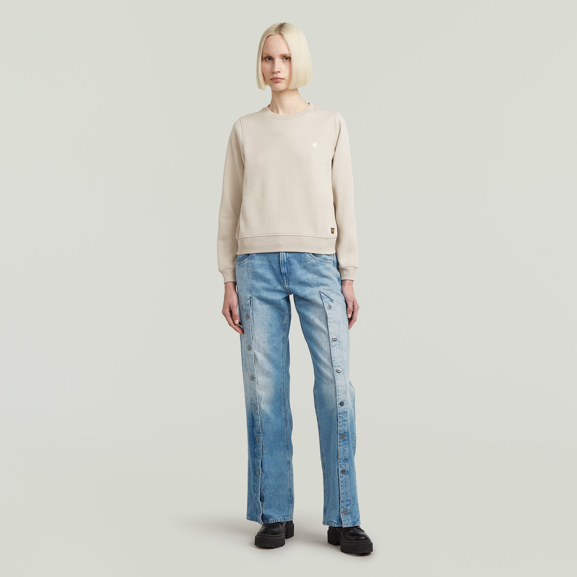 G-Star RAW Logo Crew Sweater Beige Dames