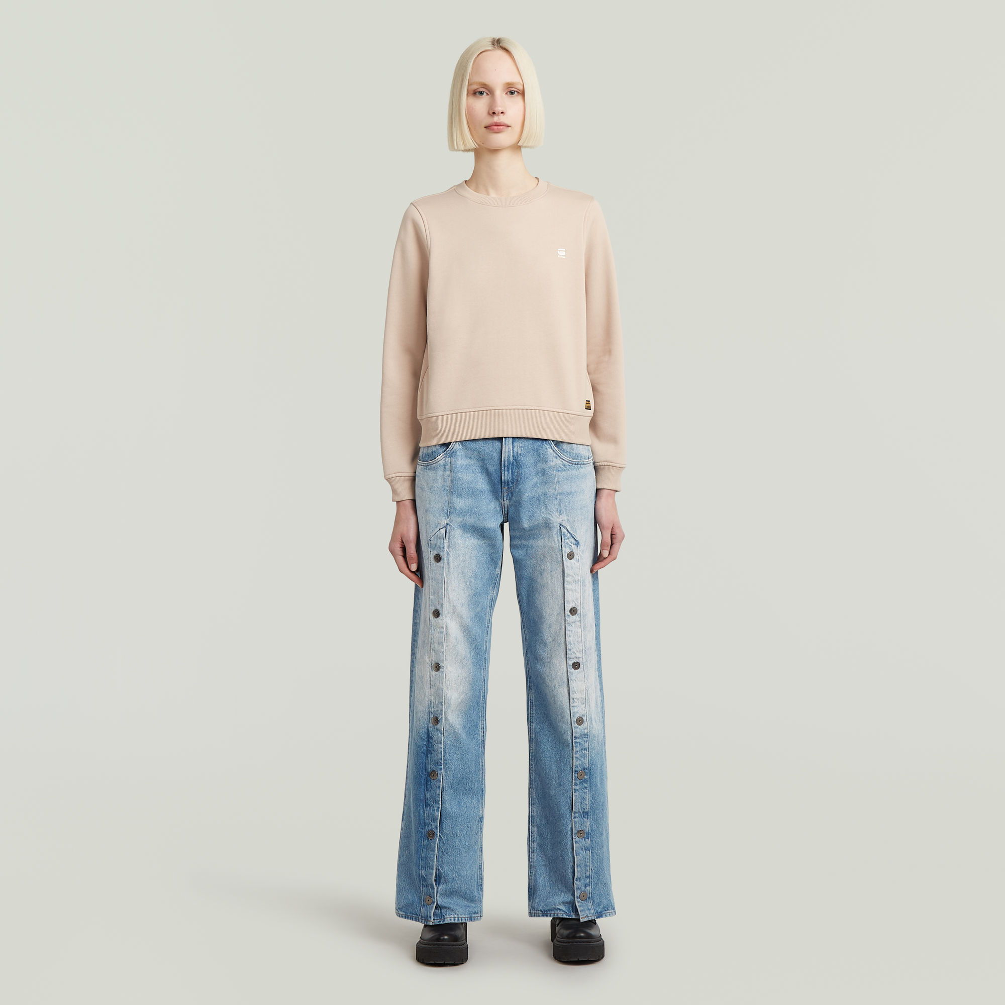 G-Star RAW Logo Crew Sweater Roze Dames