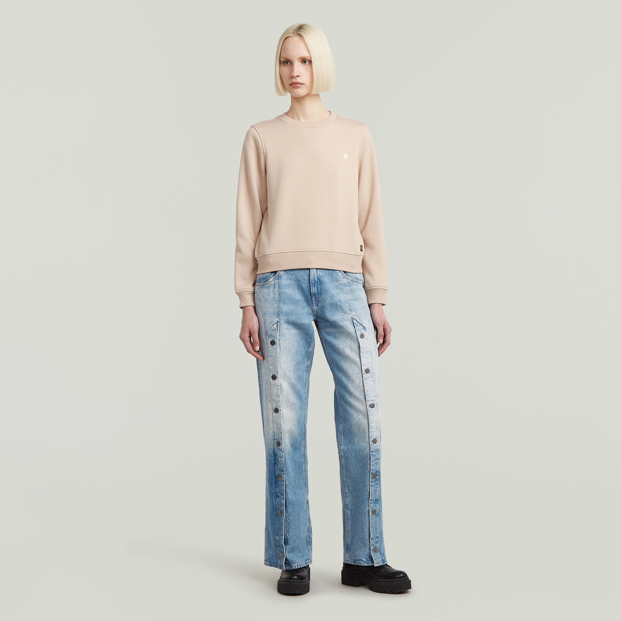 G-Star RAW Logo Crew Sweater Roze Dames