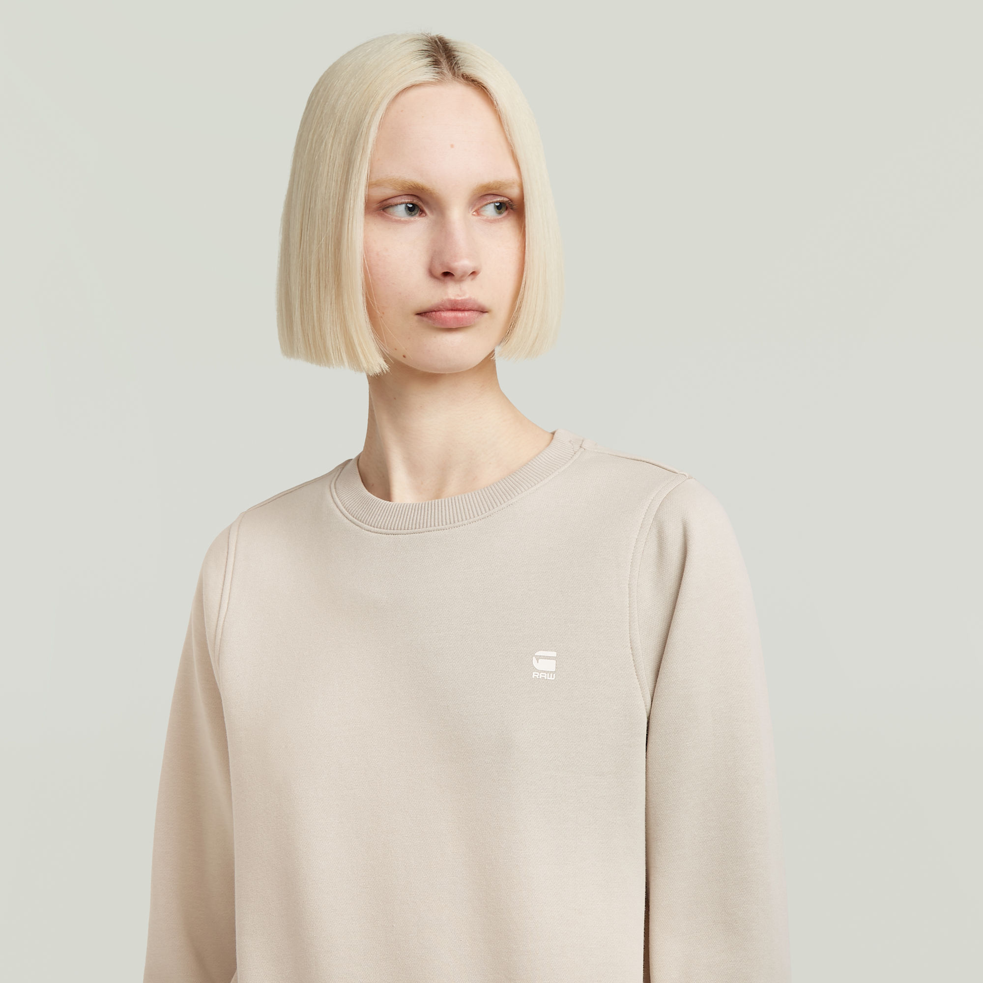 G-Star RAW Logo Crew Sweater Beige Dames
