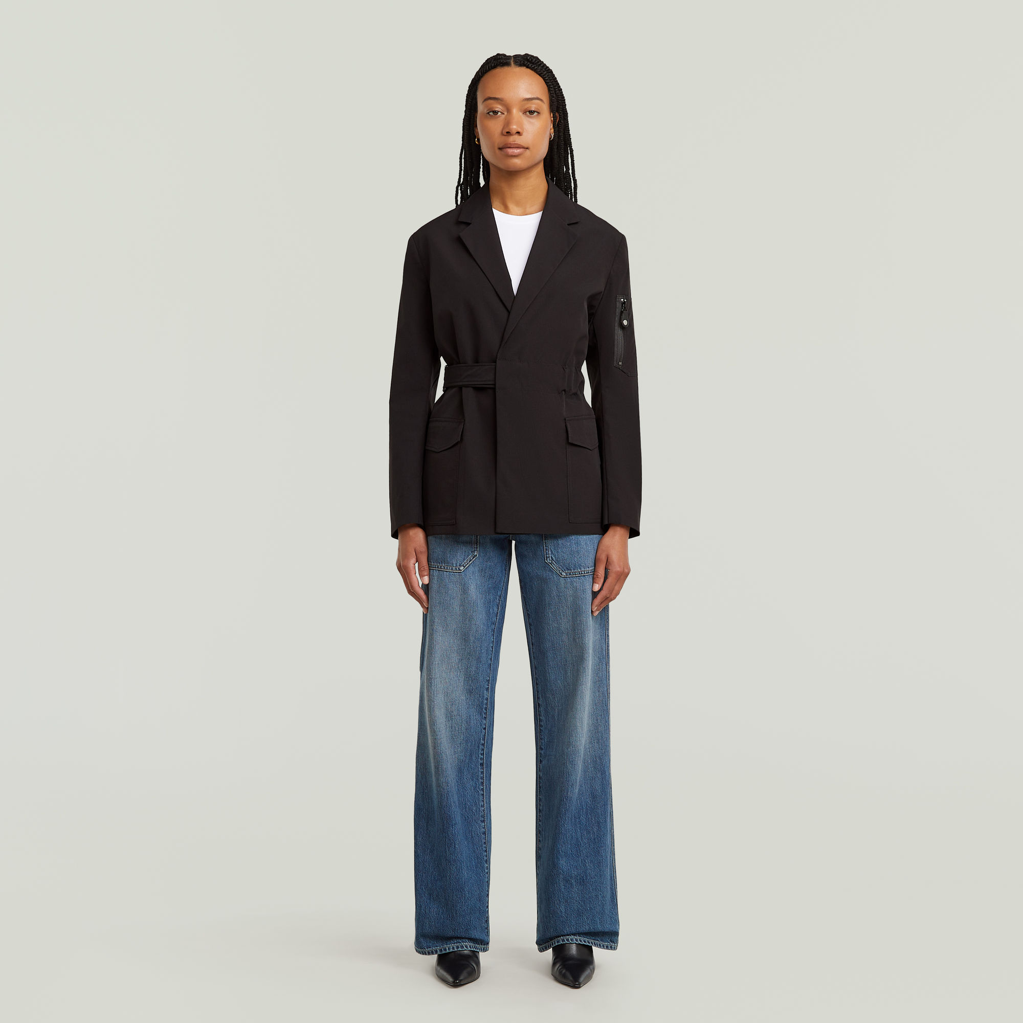 Thumbnail - Belted Blazer - Schwarz - Damen