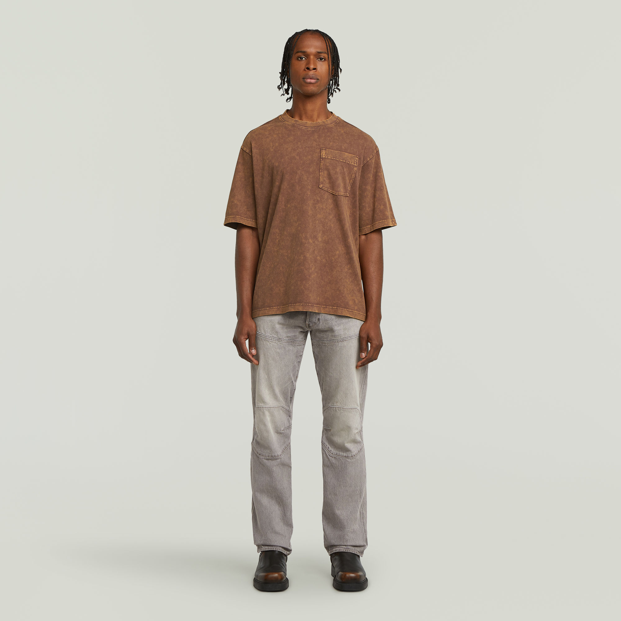 G-Star RAW Washed Pocket T-shirt Bruin Heren