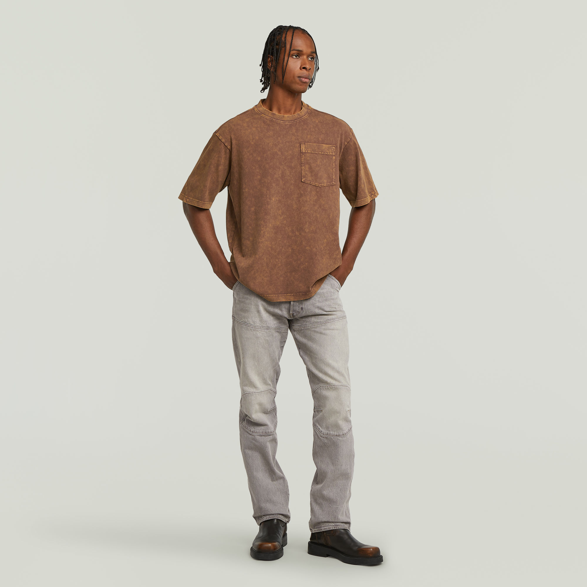 G-Star RAW Washed Pocket T-shirt Bruin Heren