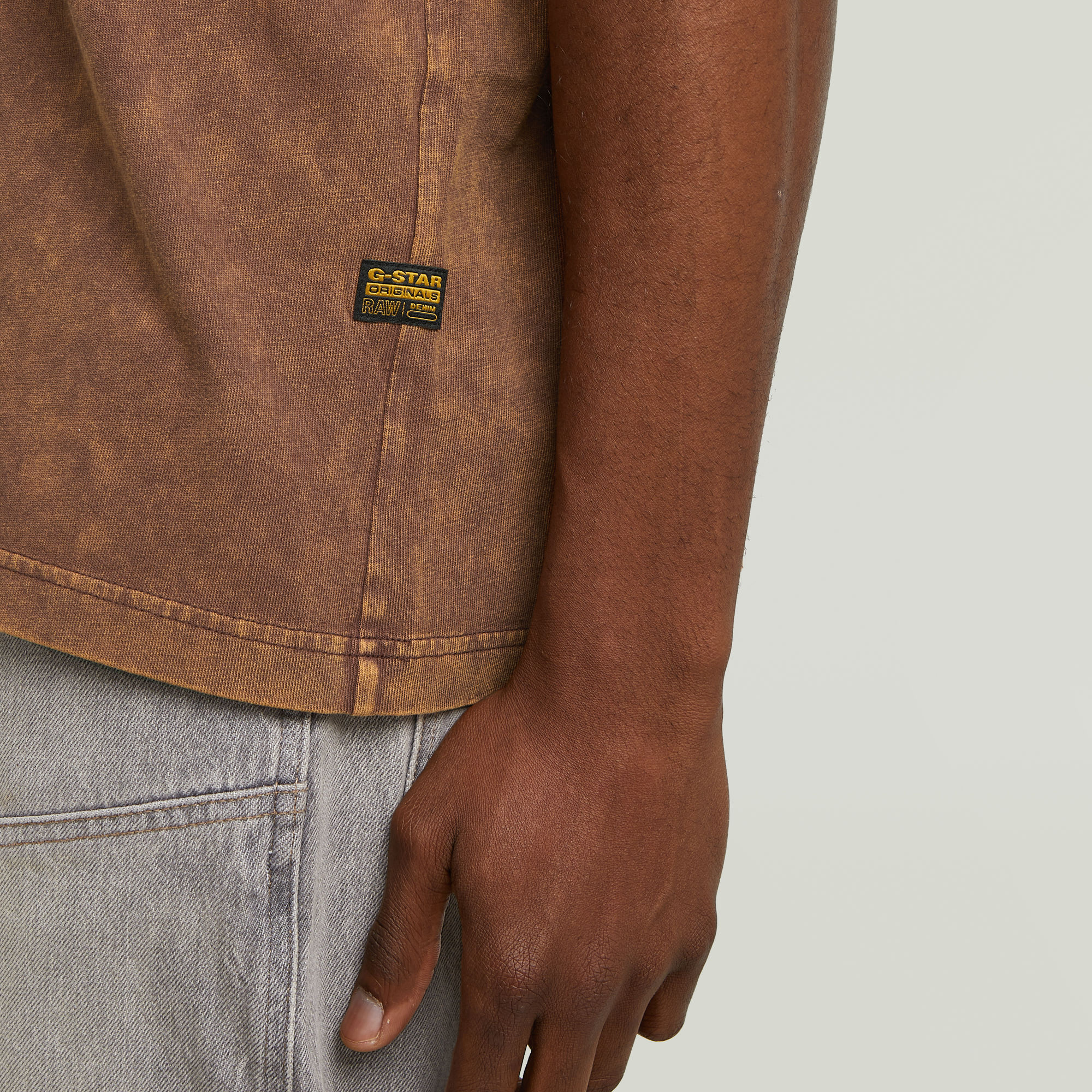 G-Star RAW Washed Pocket T-shirt Bruin Heren