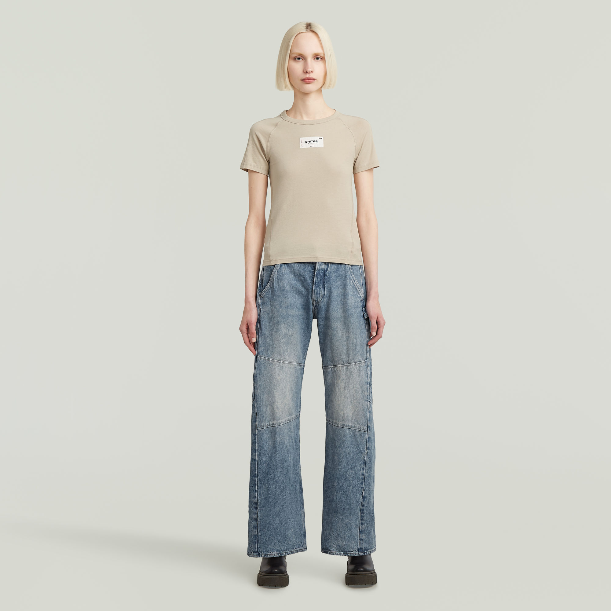 G-Star RAW Embro Patch Slim T-shirt Beige Dames