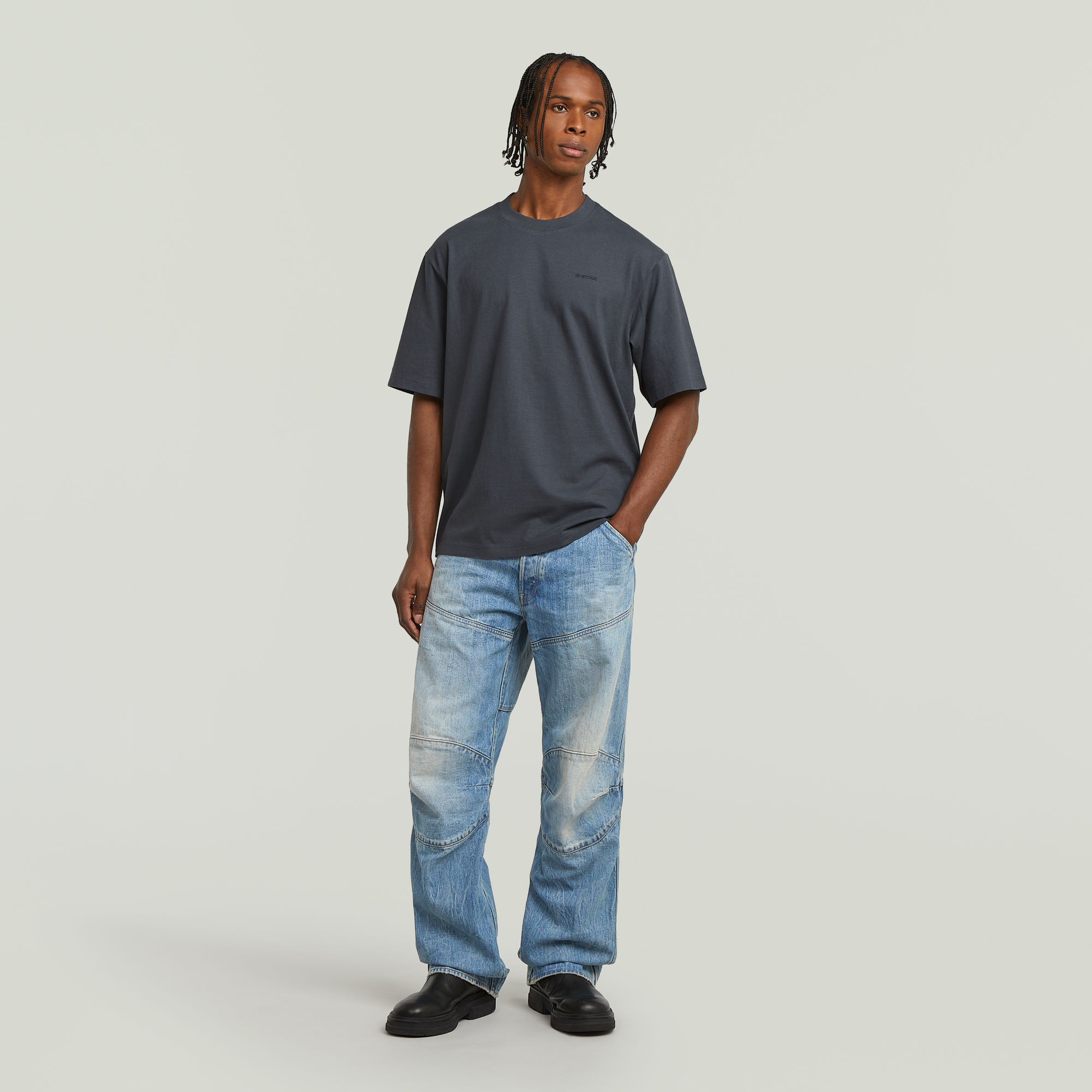 G-Star RAW Boxy Base T-shirt Donkerblauw Heren
