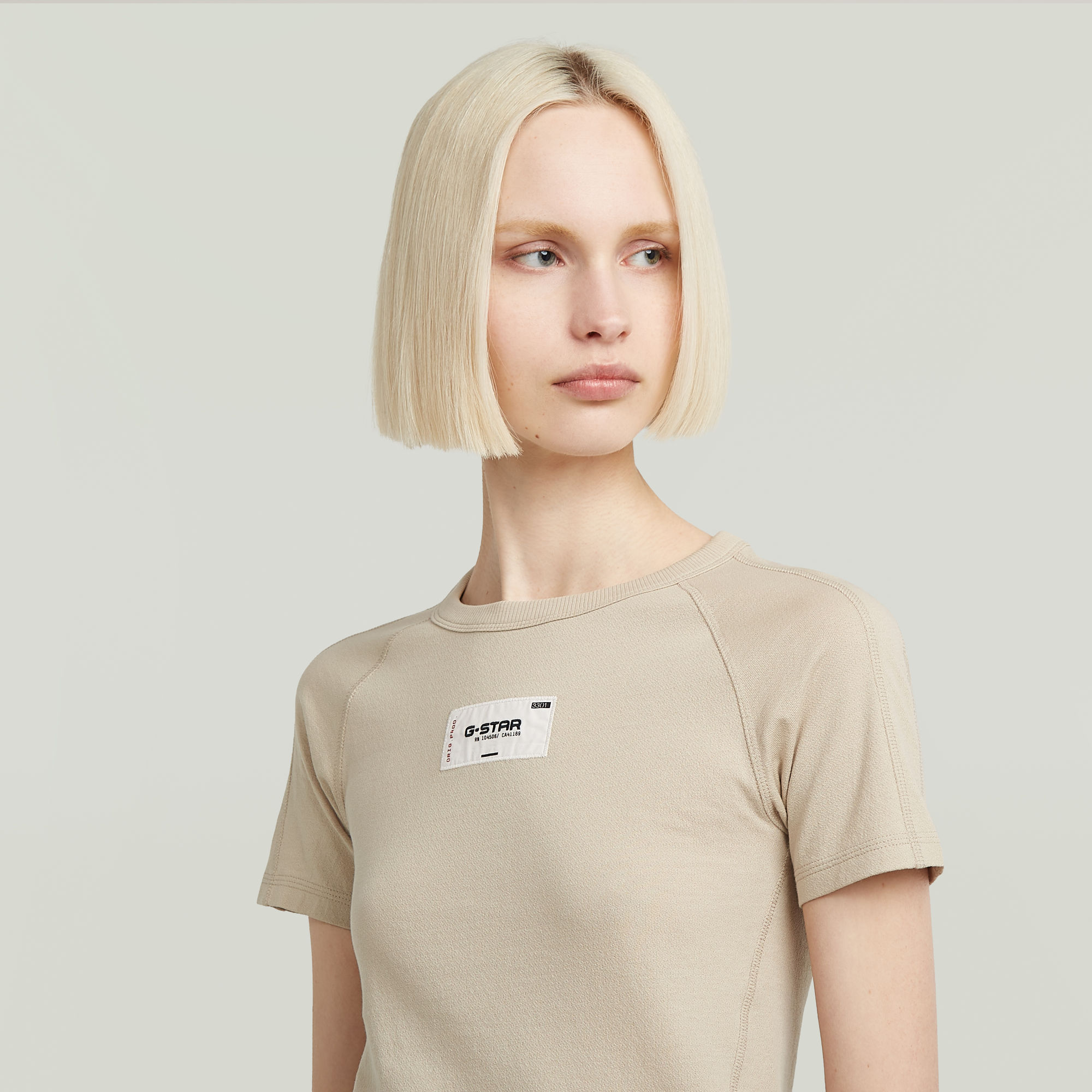 G-Star RAW Embro Patch Slim T-shirt Beige Dames