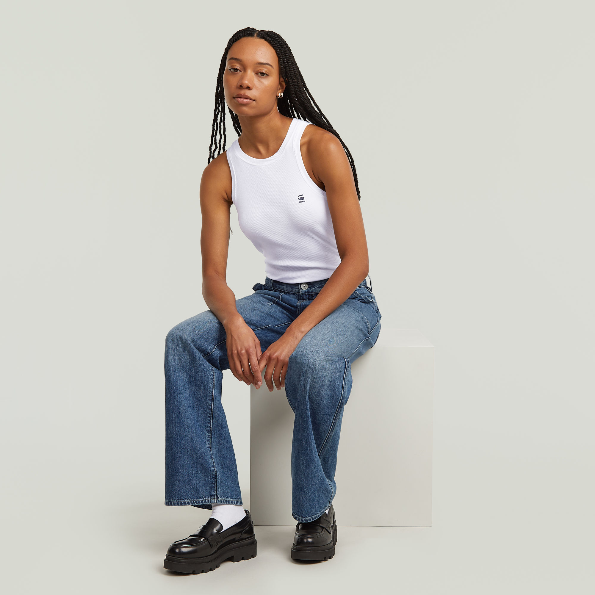 G-Star RAW Judee Carpenter Loose Jeans Midden blauw Dames