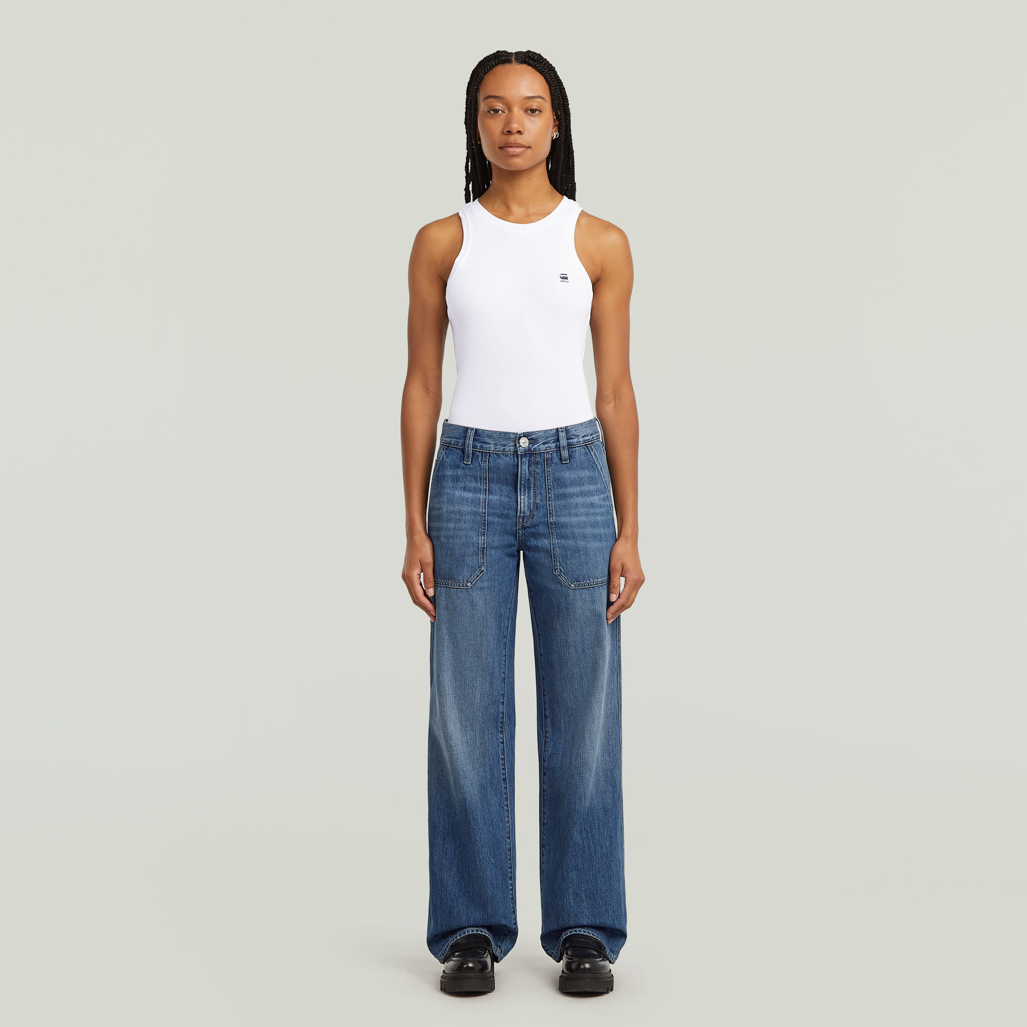 G-Star RAW Judee Carpenter Loose Jeans Midden blauw Dames