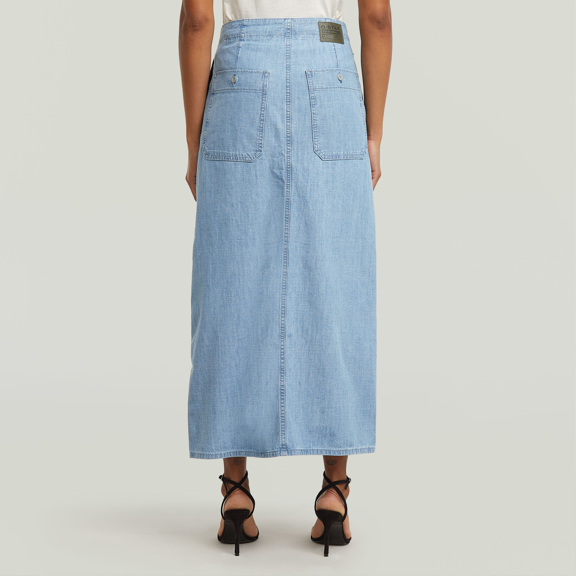 G-Star RAW Belted Long Cargorok Lichtblauw Dames
