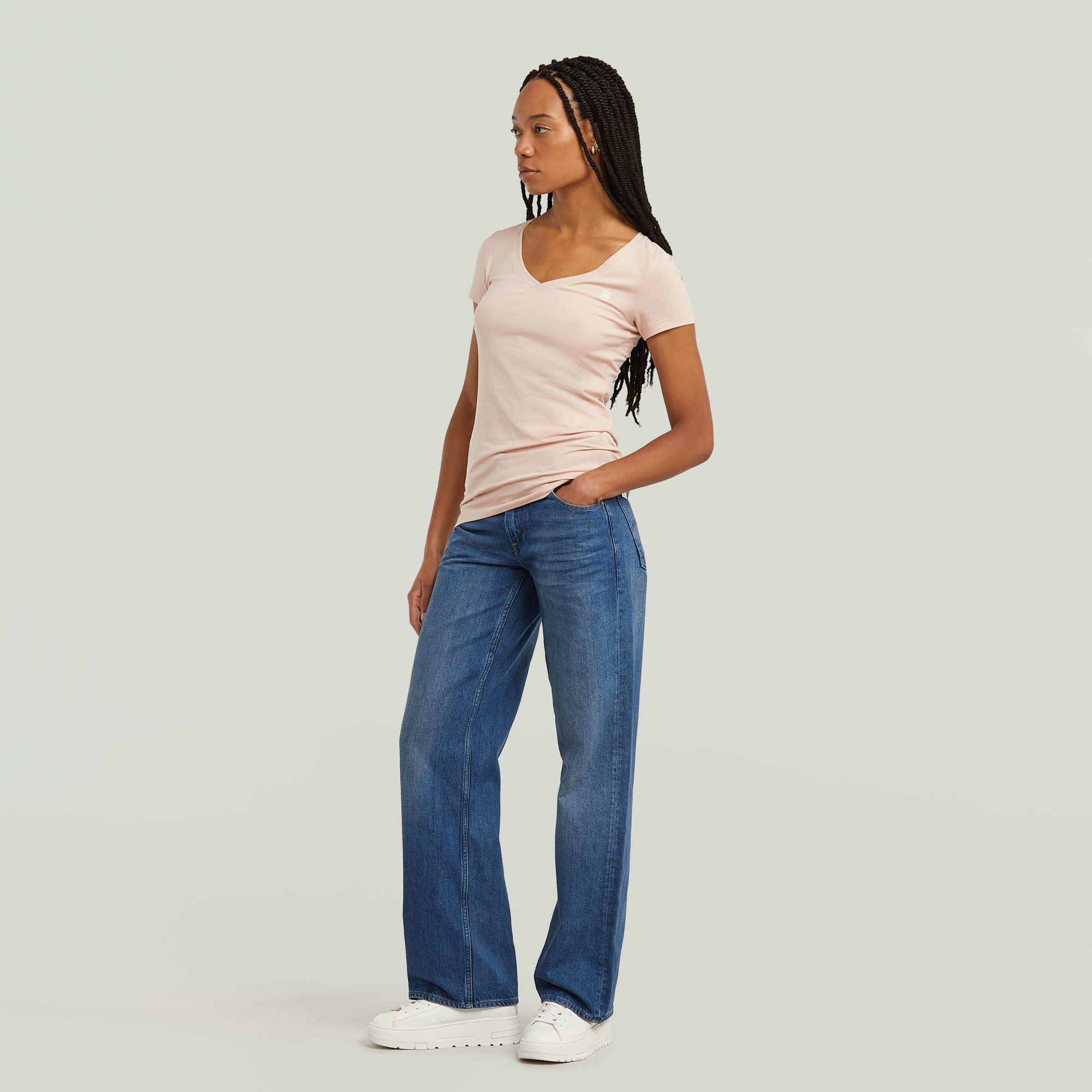 G-Star RAW Base T-shirt met V-hals Roze Dames