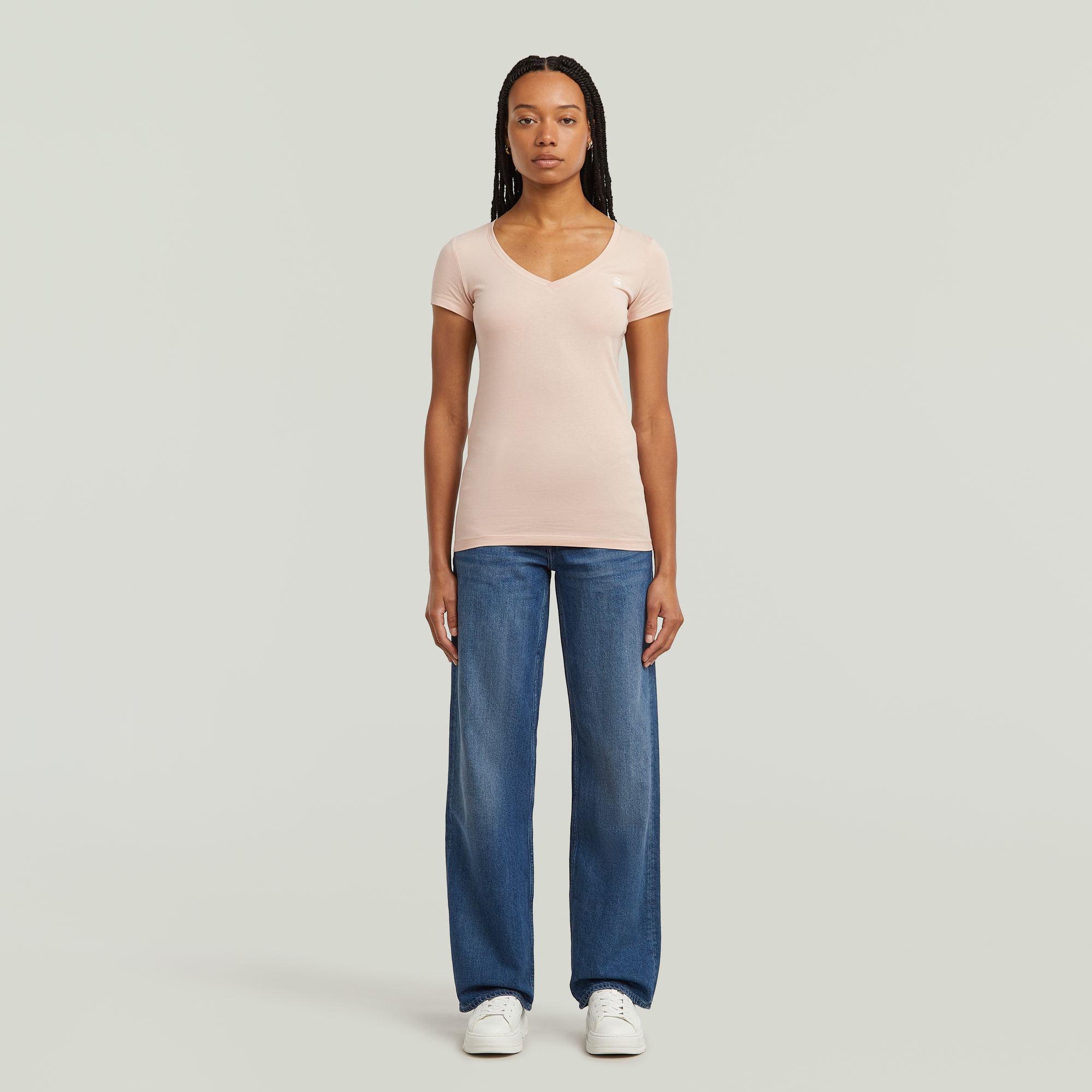 Thumbnail - Base V-Neck T-Shirt - Pink - Damen