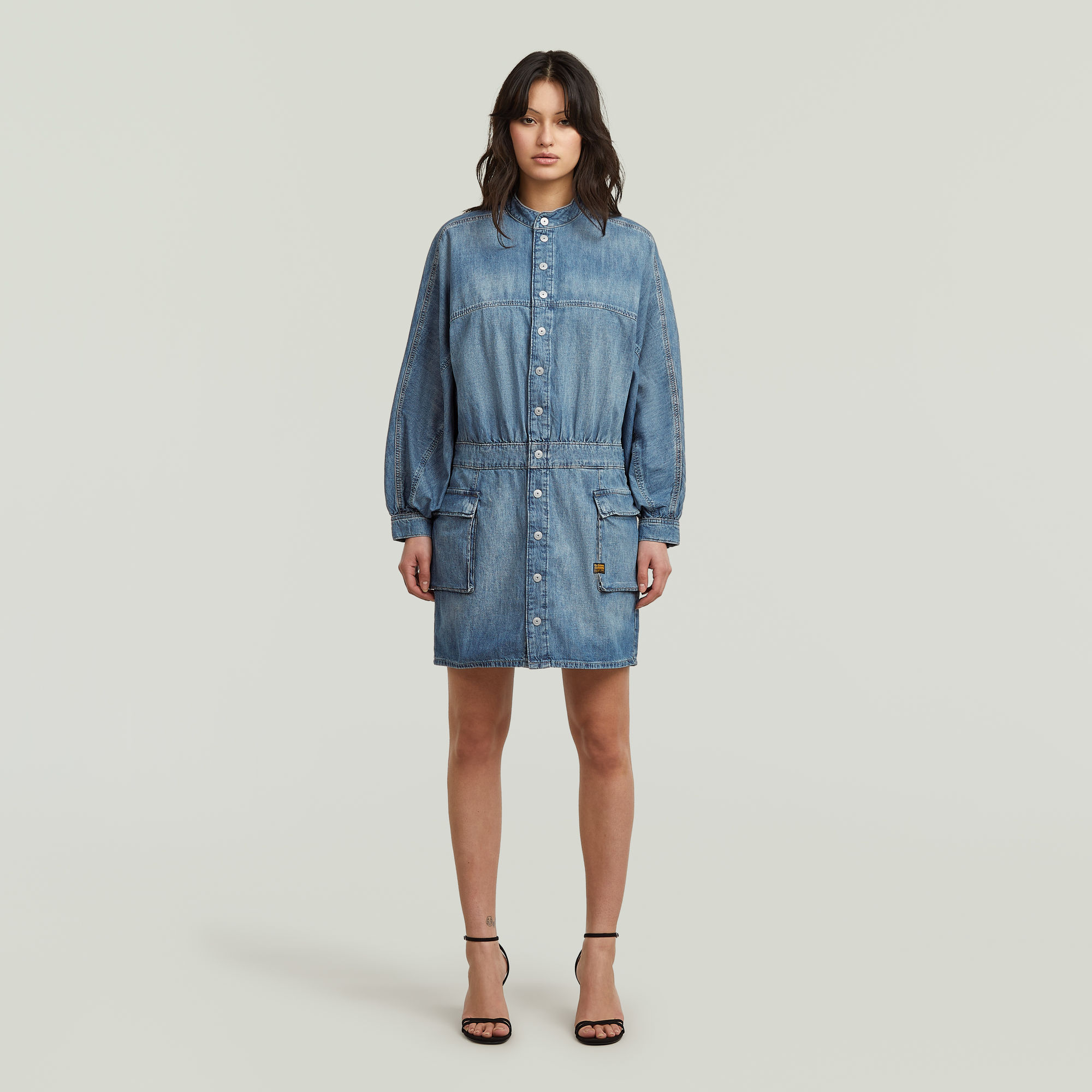 G-Star RAW Macro Balloon Jurk Midden blauw Dames