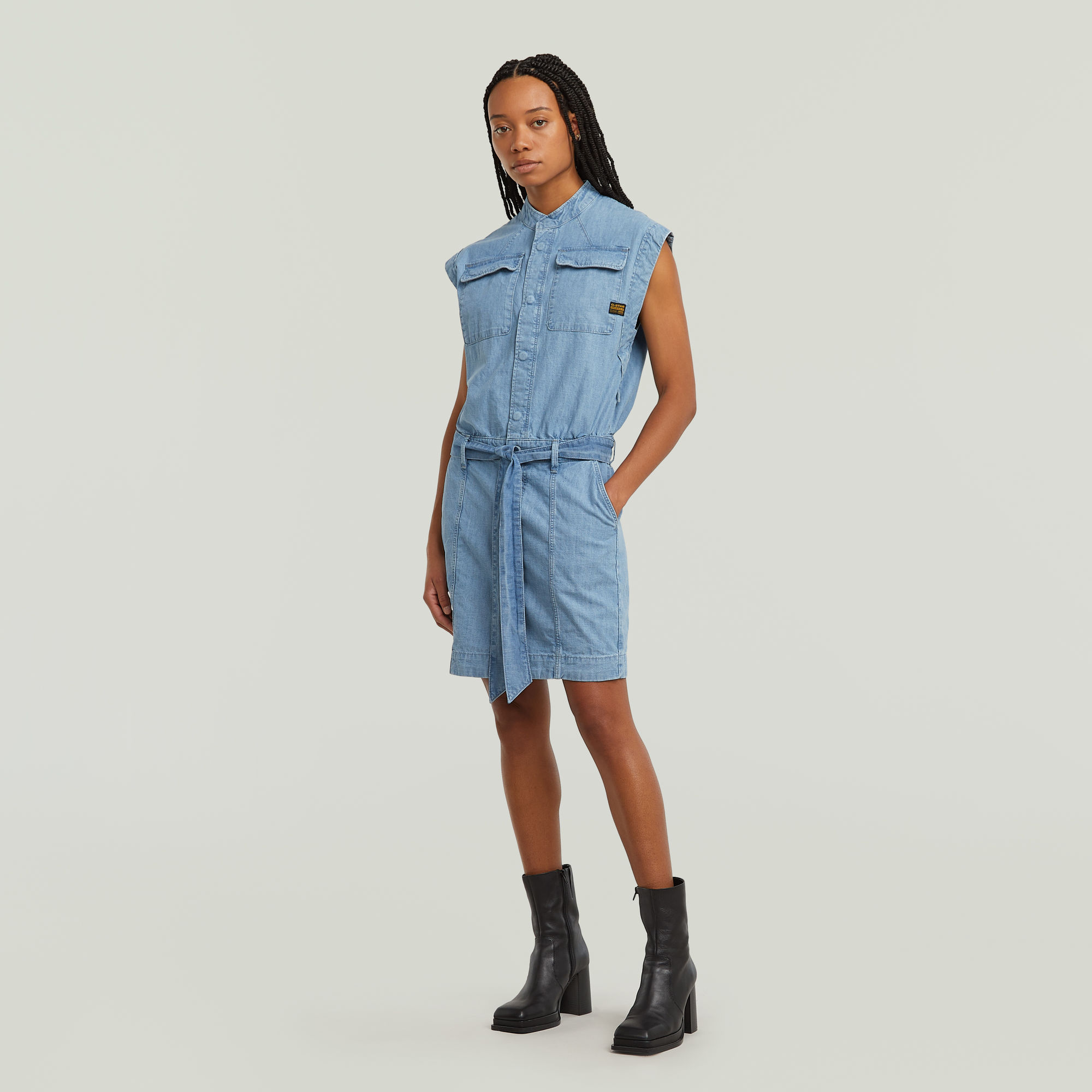 G-Star RAW Pocket Jurk Lichtblauw Dames