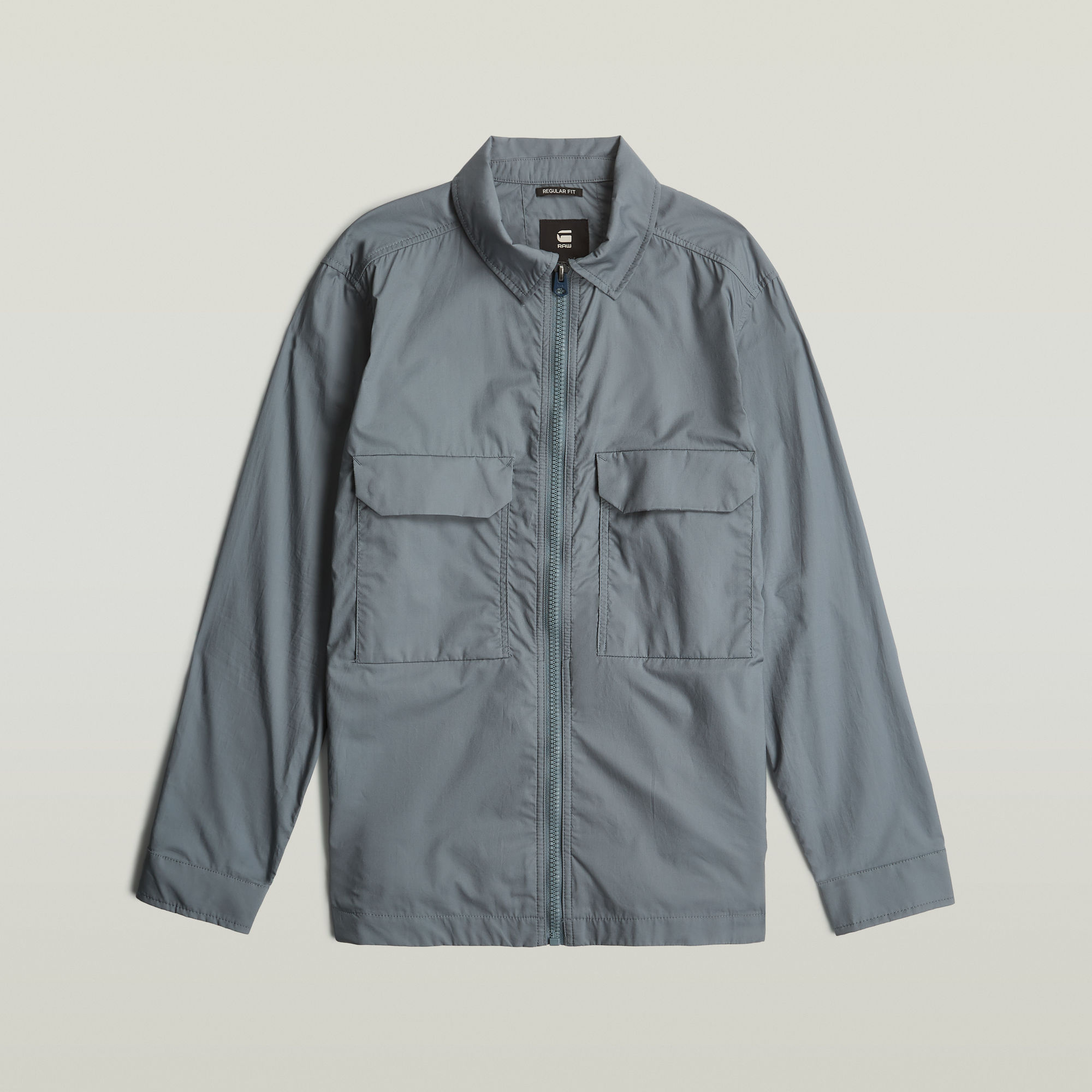 Thumbnail - Zip Regular Padded Overshirt - Grau - Herren
