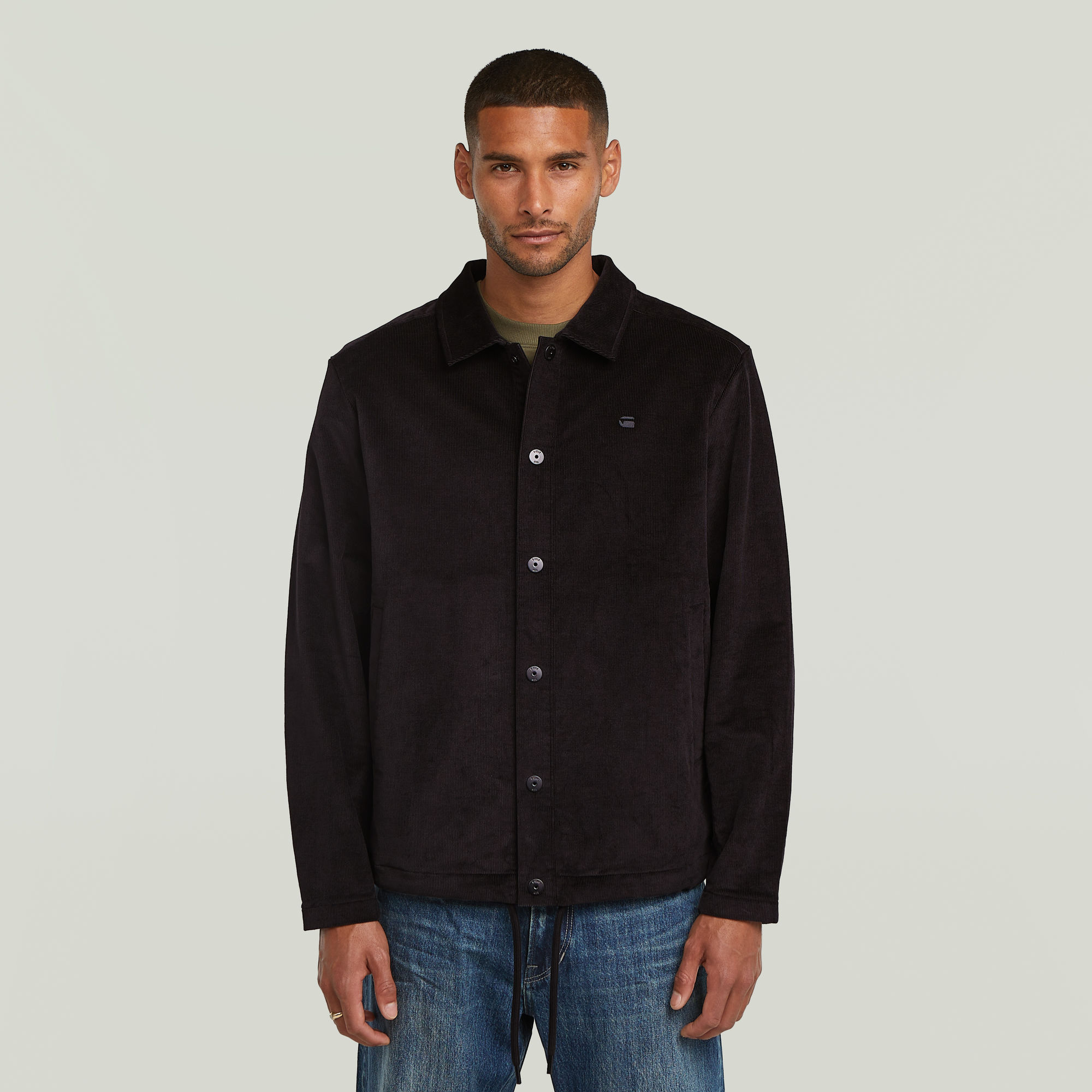 

Cord Coach Sweater Jacket - Black - Men